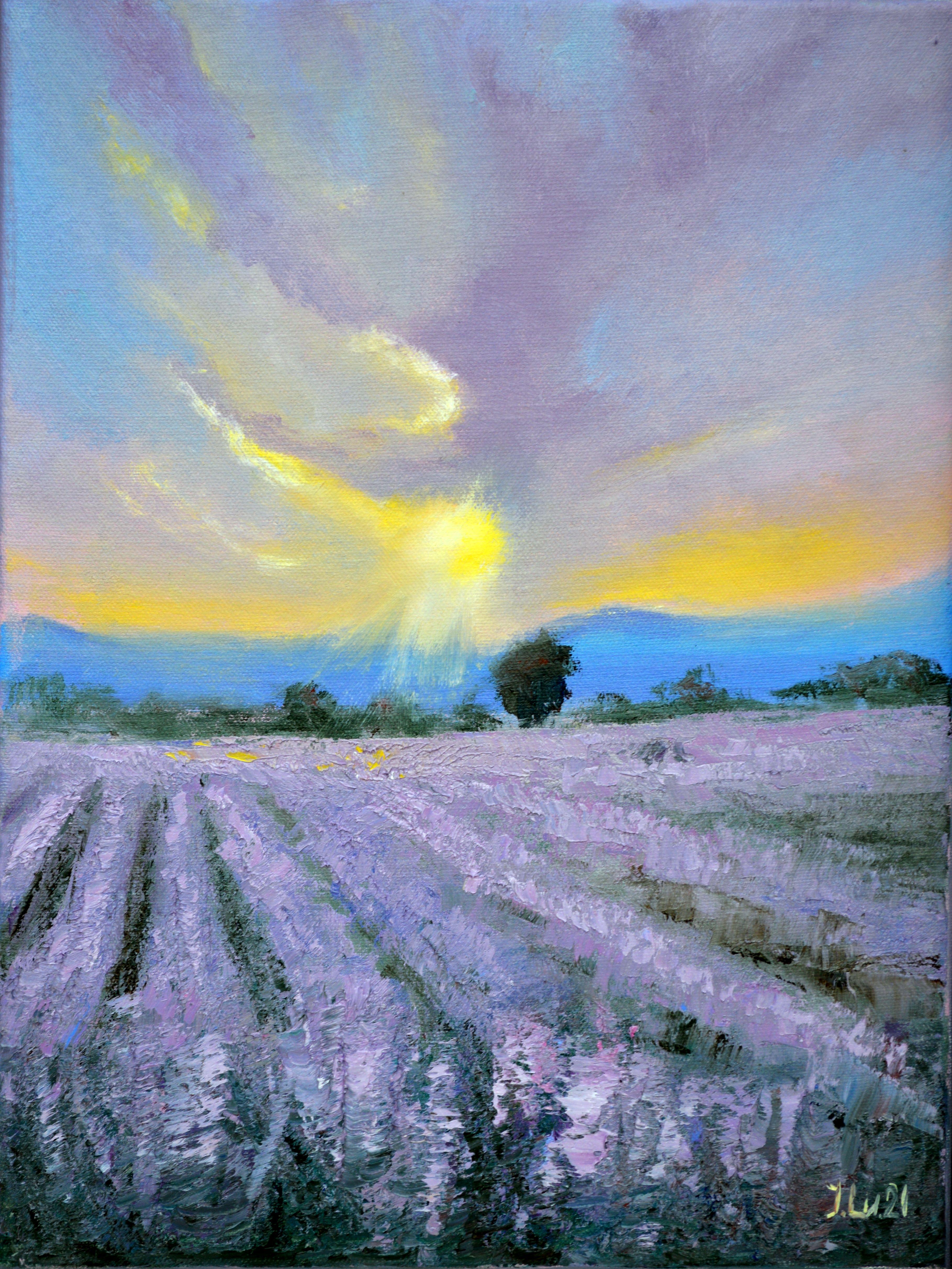 Lavender evening - Painting by Elena Lukina