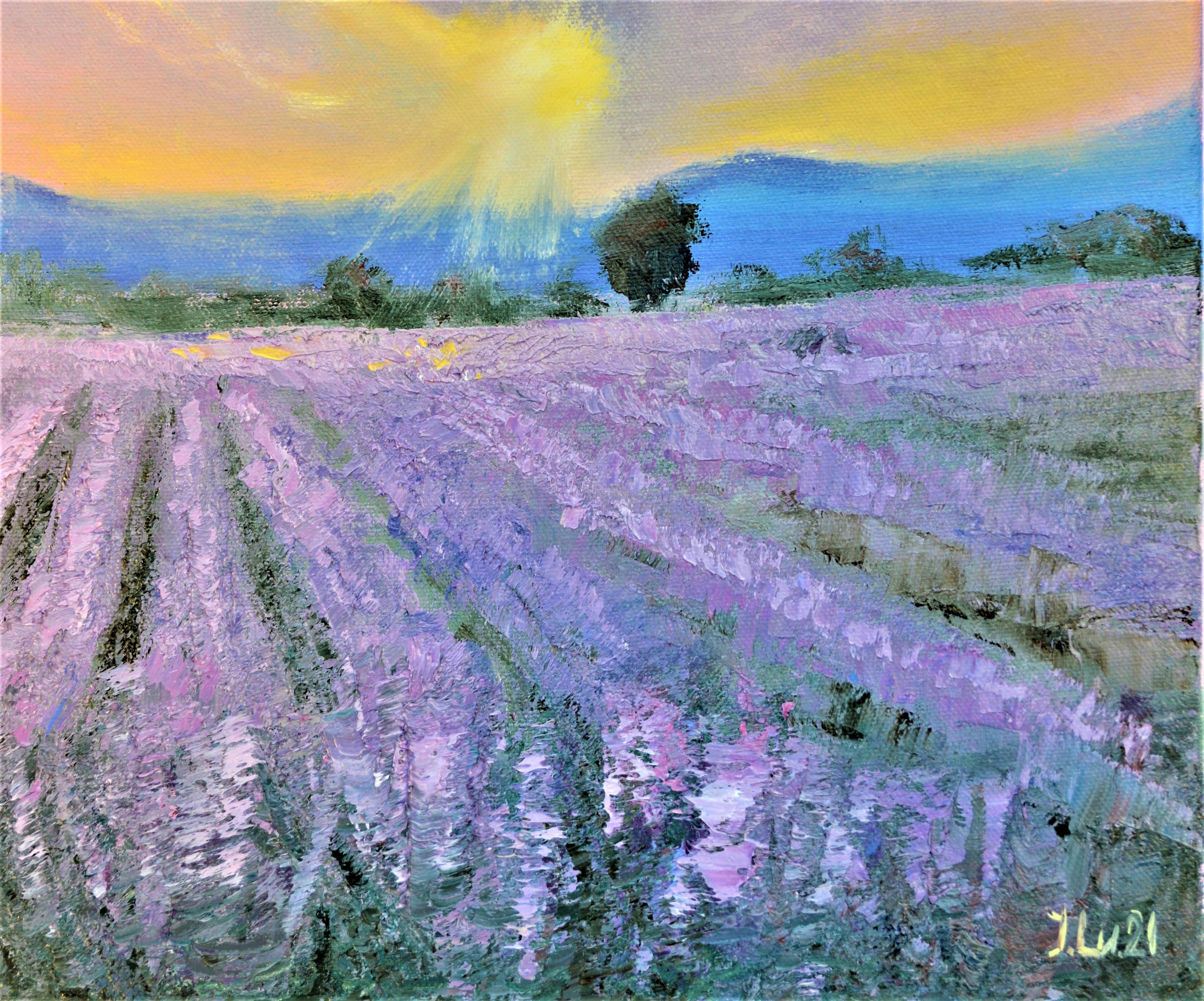 Lavender evening - Expressionist Painting by Elena Lukina
