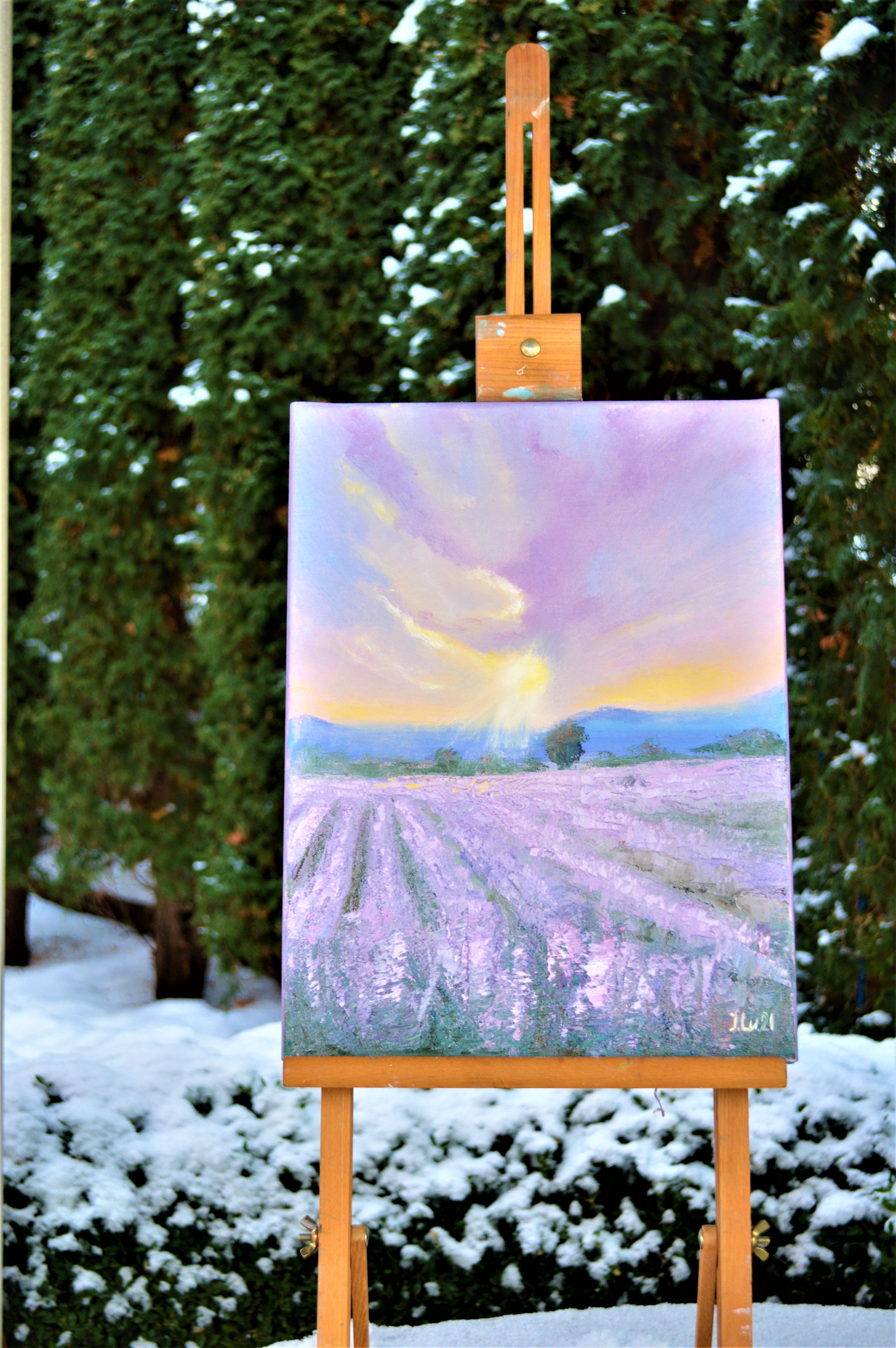 In this oil painting, I've poured my spirit into capturing the serene yet intense beauty of a fading day. Through textured brushwork, I've merged impressionism with a touch of realism to evoke the sublime tranquility of nature's spectacle. The