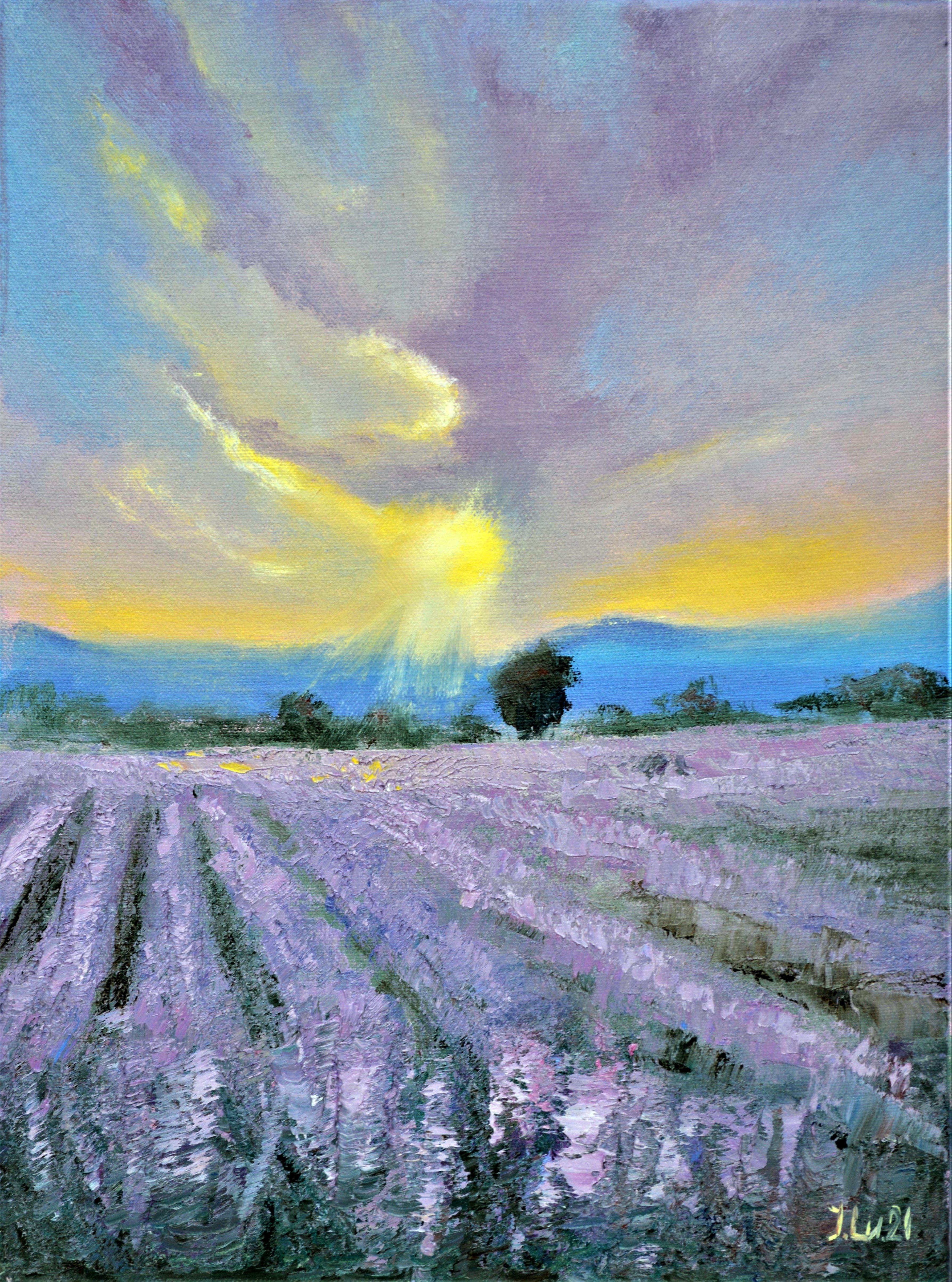 Elena Lukina Landscape Painting - Lavender evening