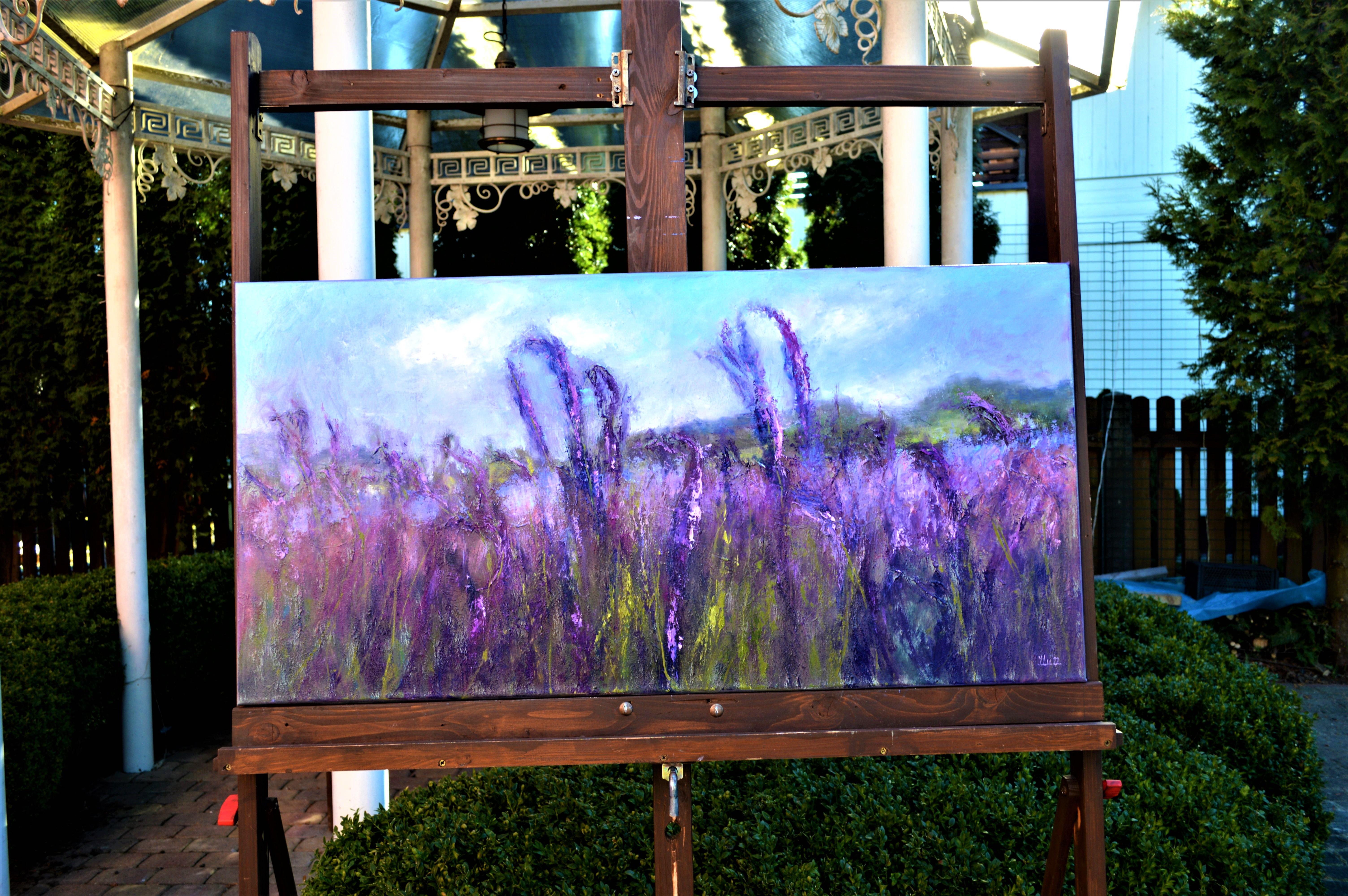 Field in Lavendelfarben (Expressionismus), Painting, von Elena Lukina