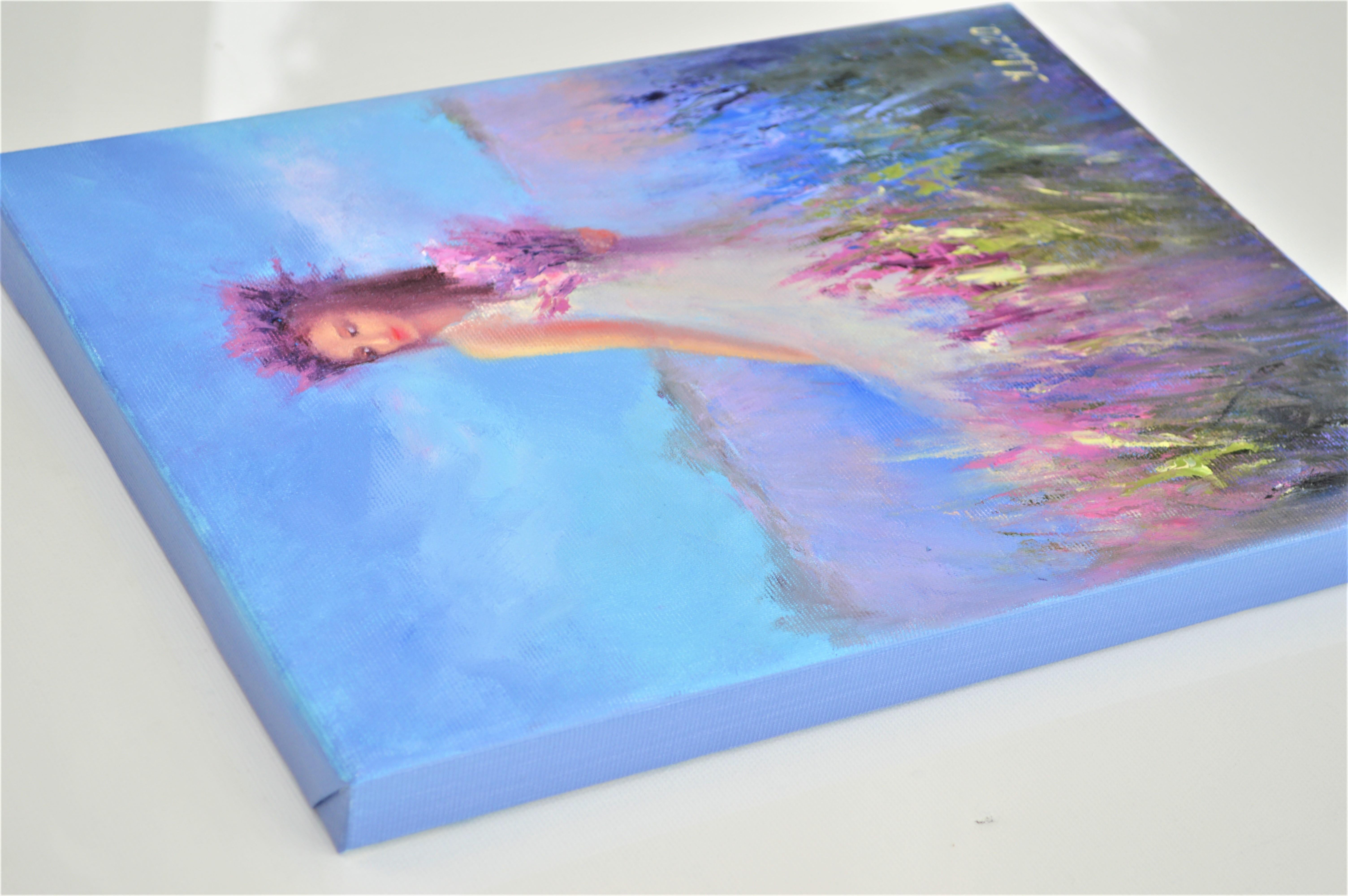 Paraíso de lavanda - Landscape Painting Azul de Elena Lukina