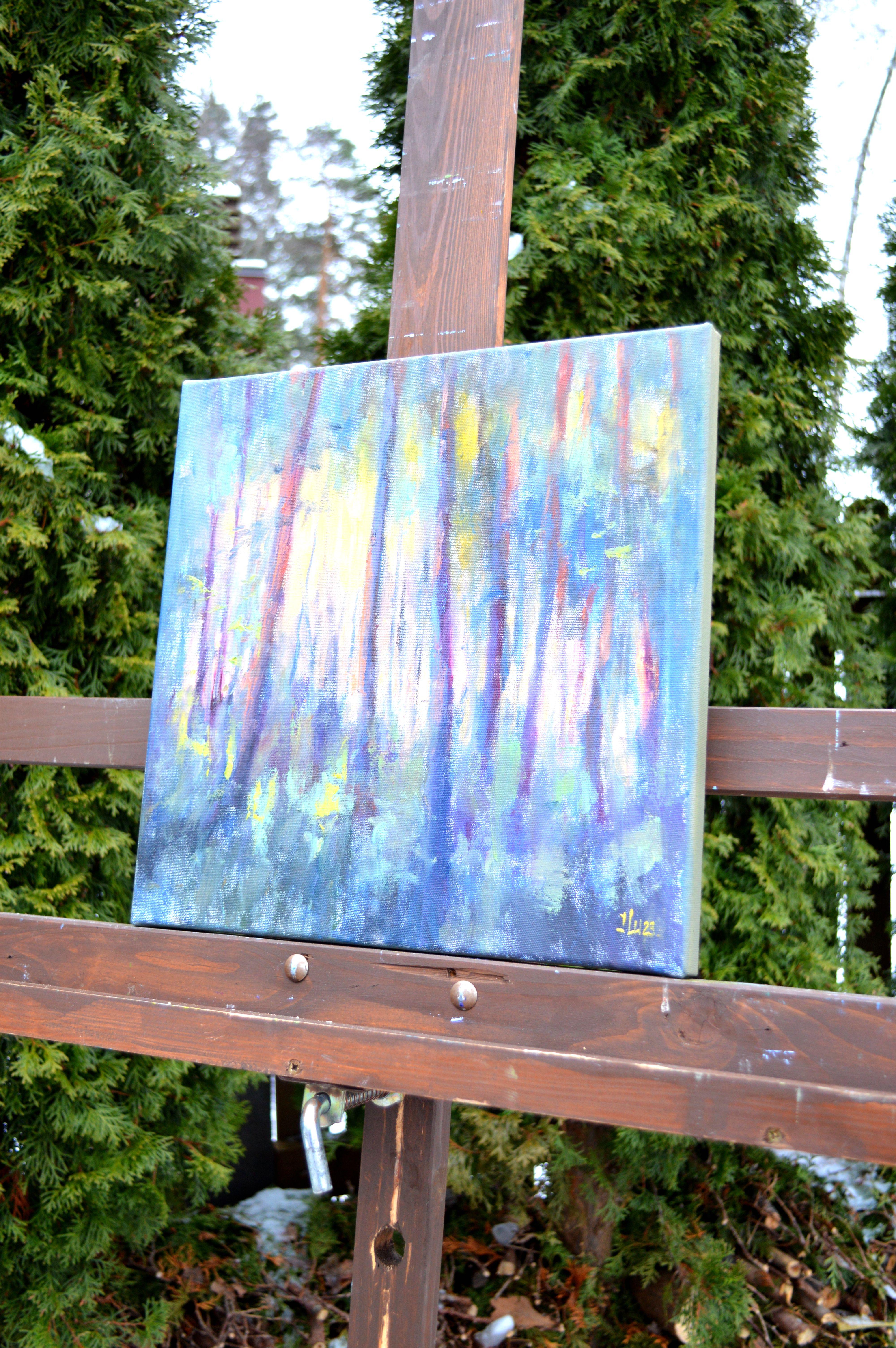 In this oil on canvas, I've poured my soul into capturing the ethereal play of light amidst the trees. I intertwine expressionism with realism to weave a dance of colors that evoke a sense of peace and wonder. Each stroke pulsates with the life