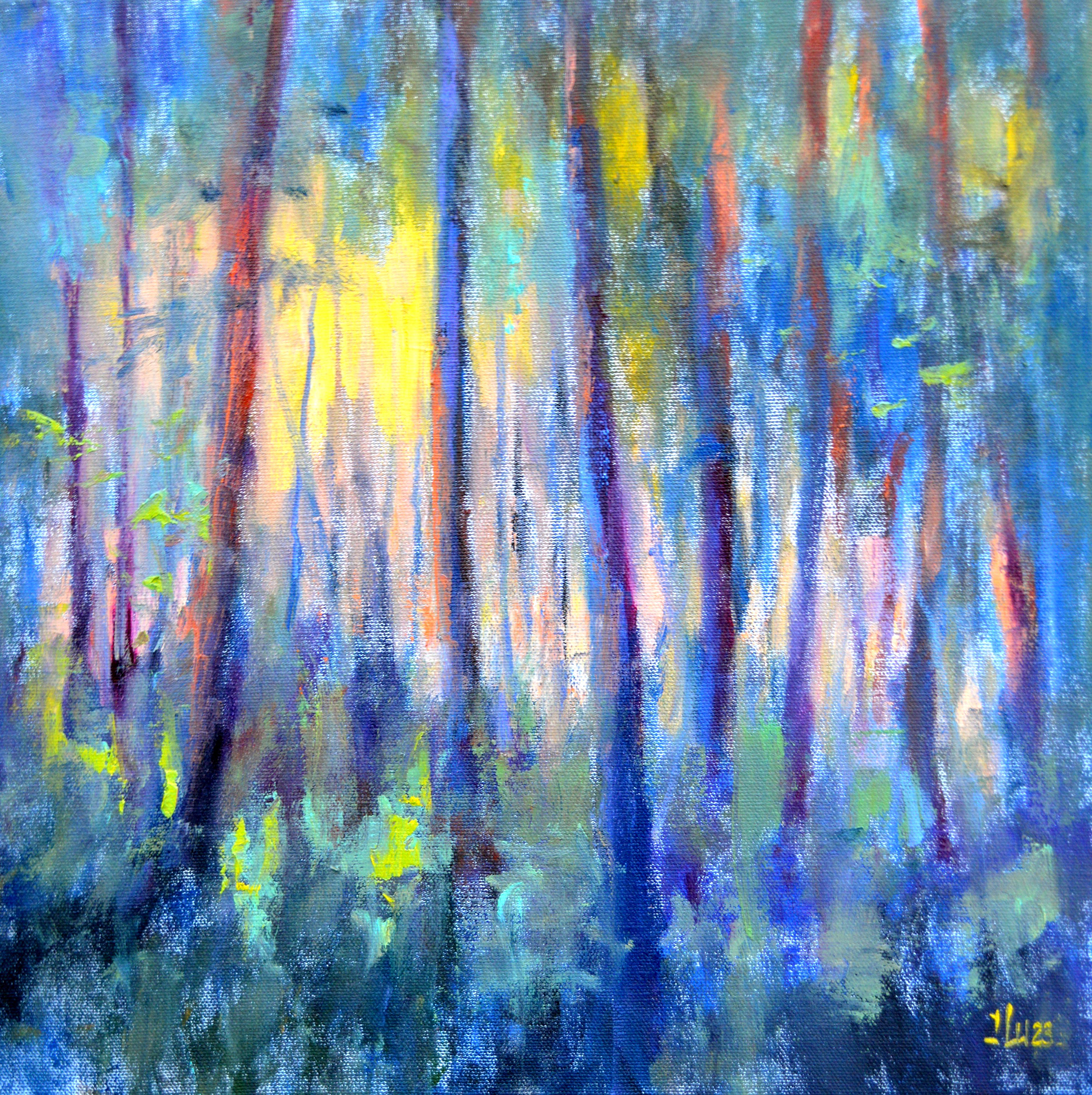 Elena Lukina Landscape Painting – Licht im Wald im Wald