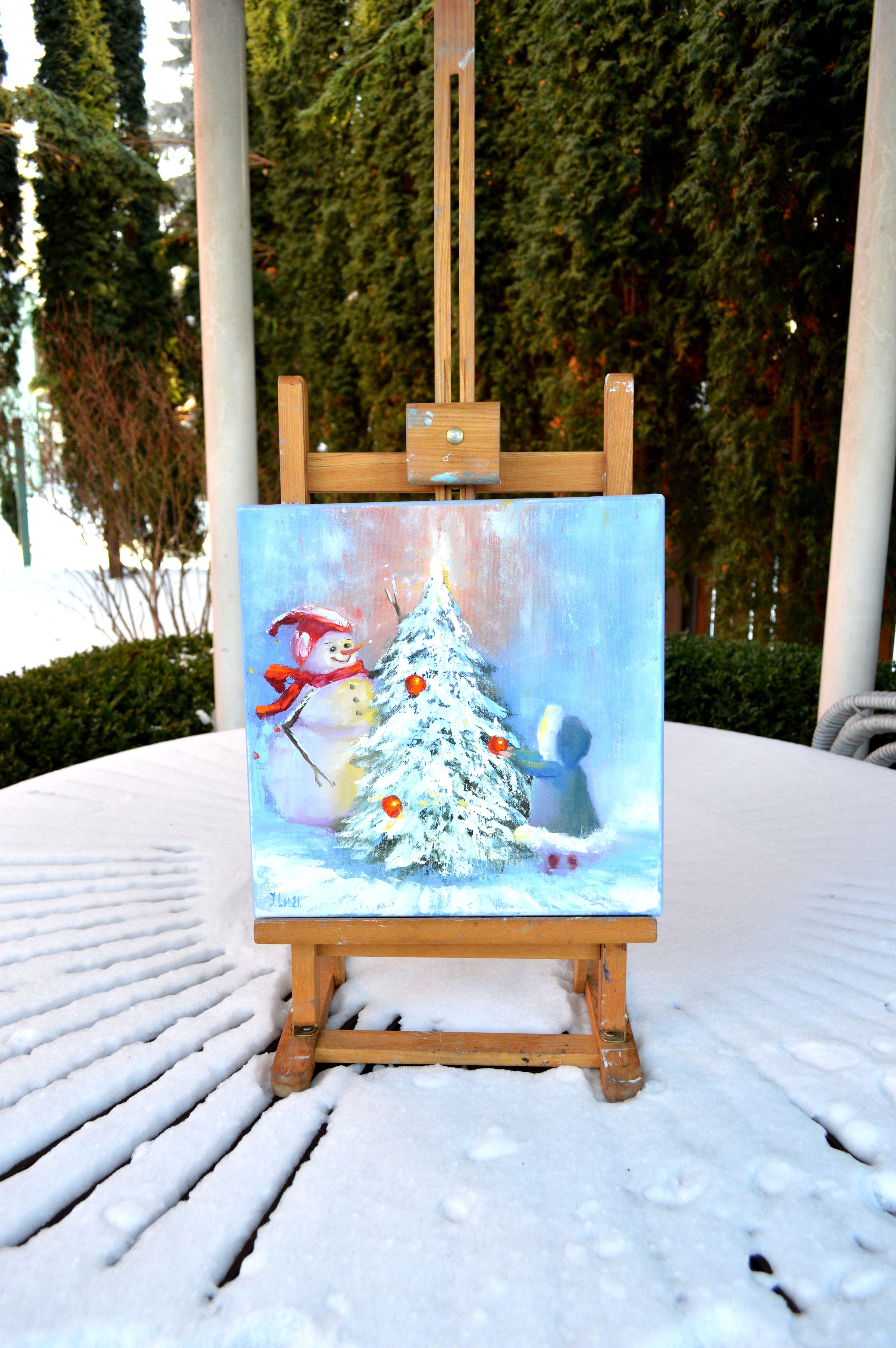 Lampez l'arbre de Noël ! 30X30 - Painting de Elena Lukina