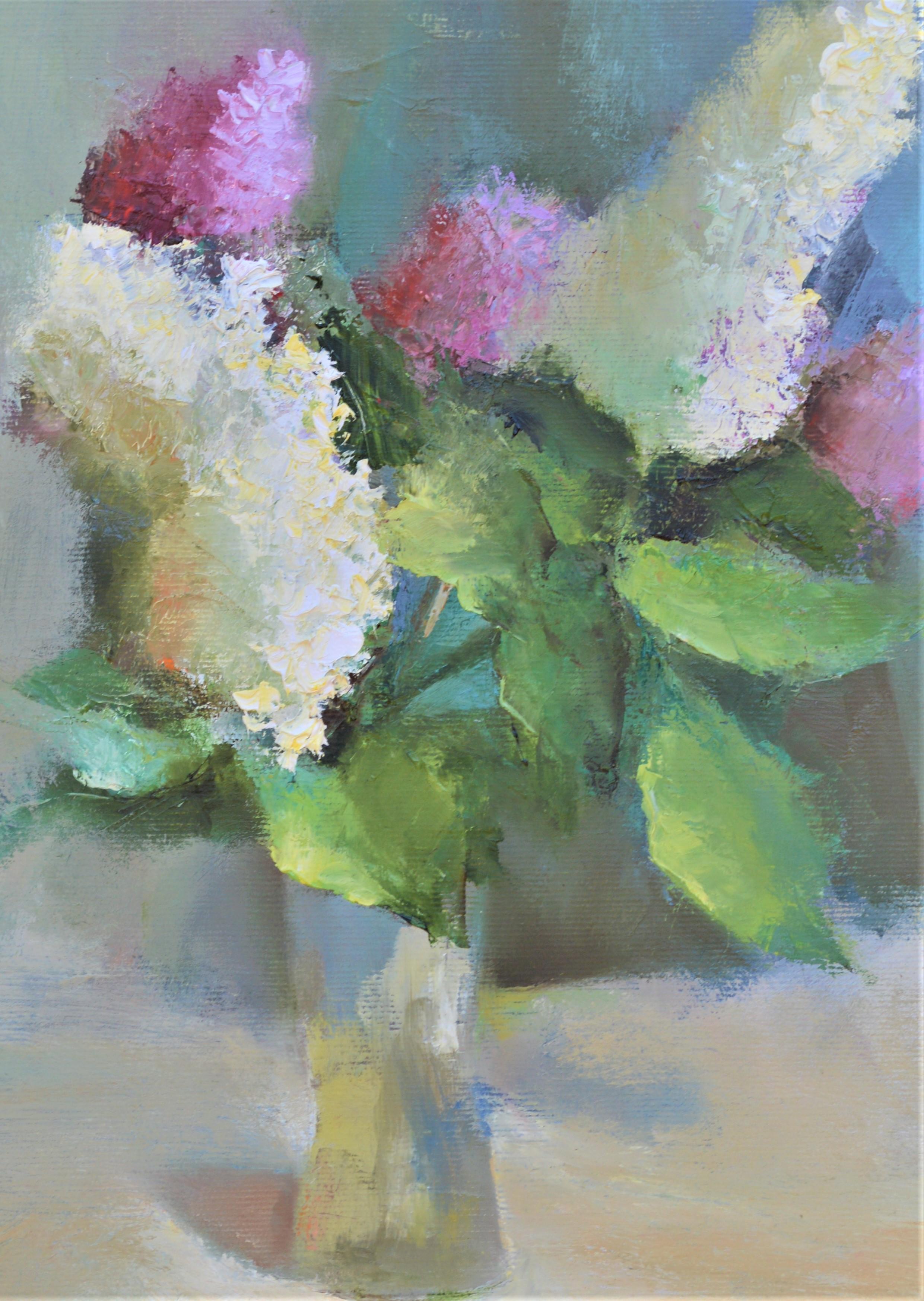 Lilac still-life - Expressionist Painting by Elena Lukina