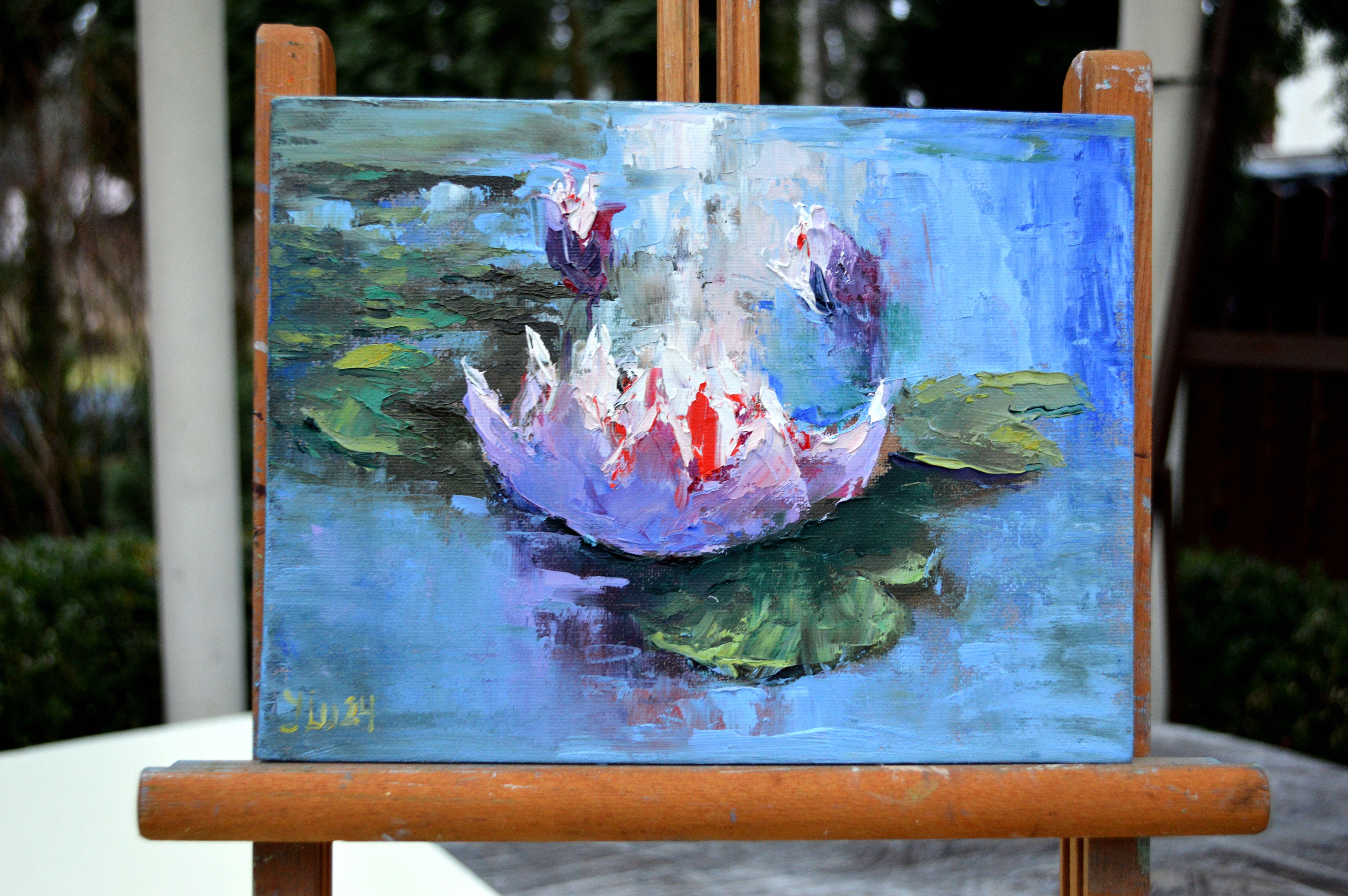 Lirio en un estanque - Interior Painting Gris de Elena Lukina
