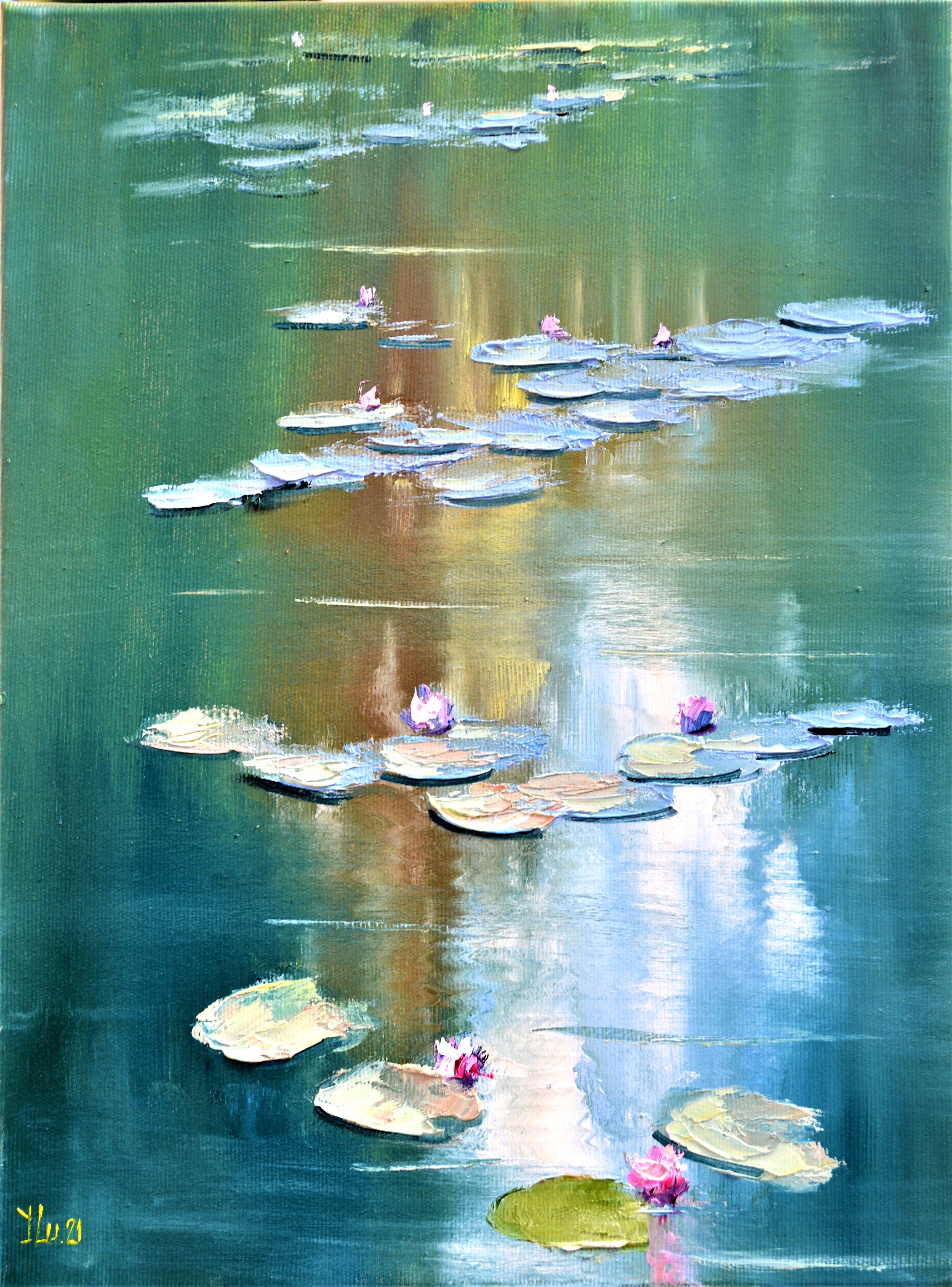 Landscape Painting di Elena Lukina - Laghetto dei gigli