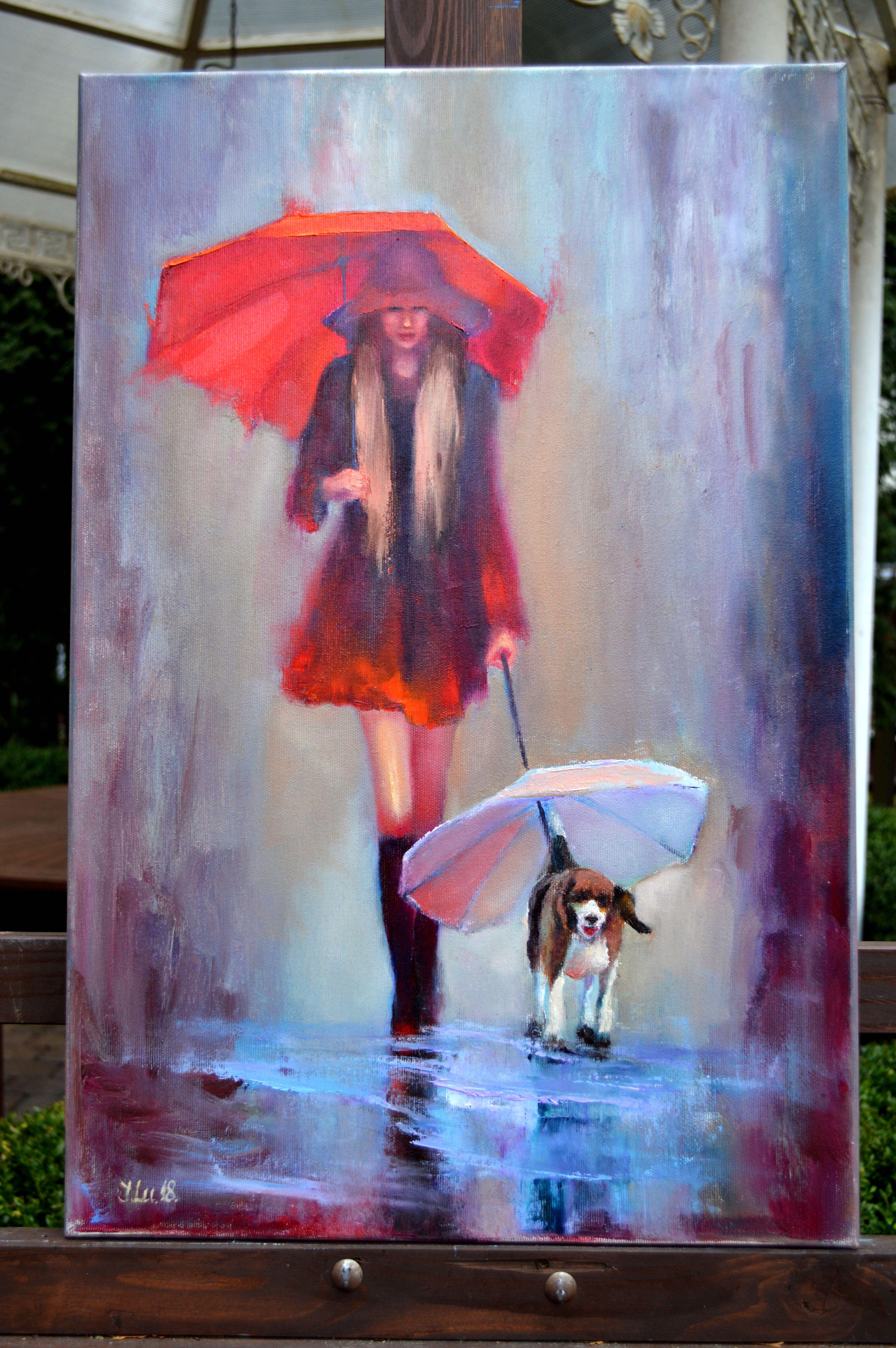 Little Red Riding Hood 60X40 oil, Valentine’s Day gifts art - Painting by Elena Lukina