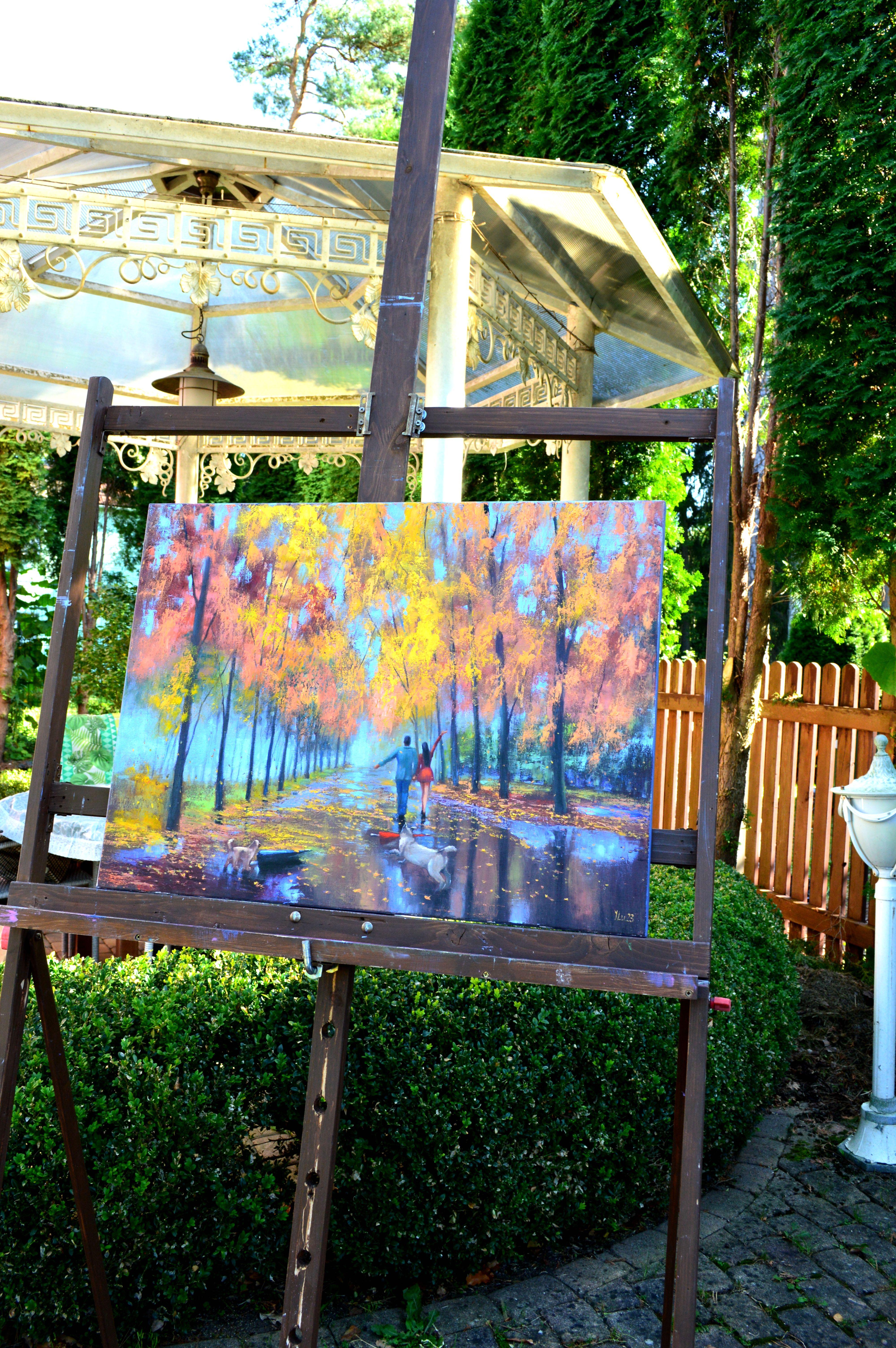 Amour et Umbrella 60X80 peinture à l'huile en vente 5