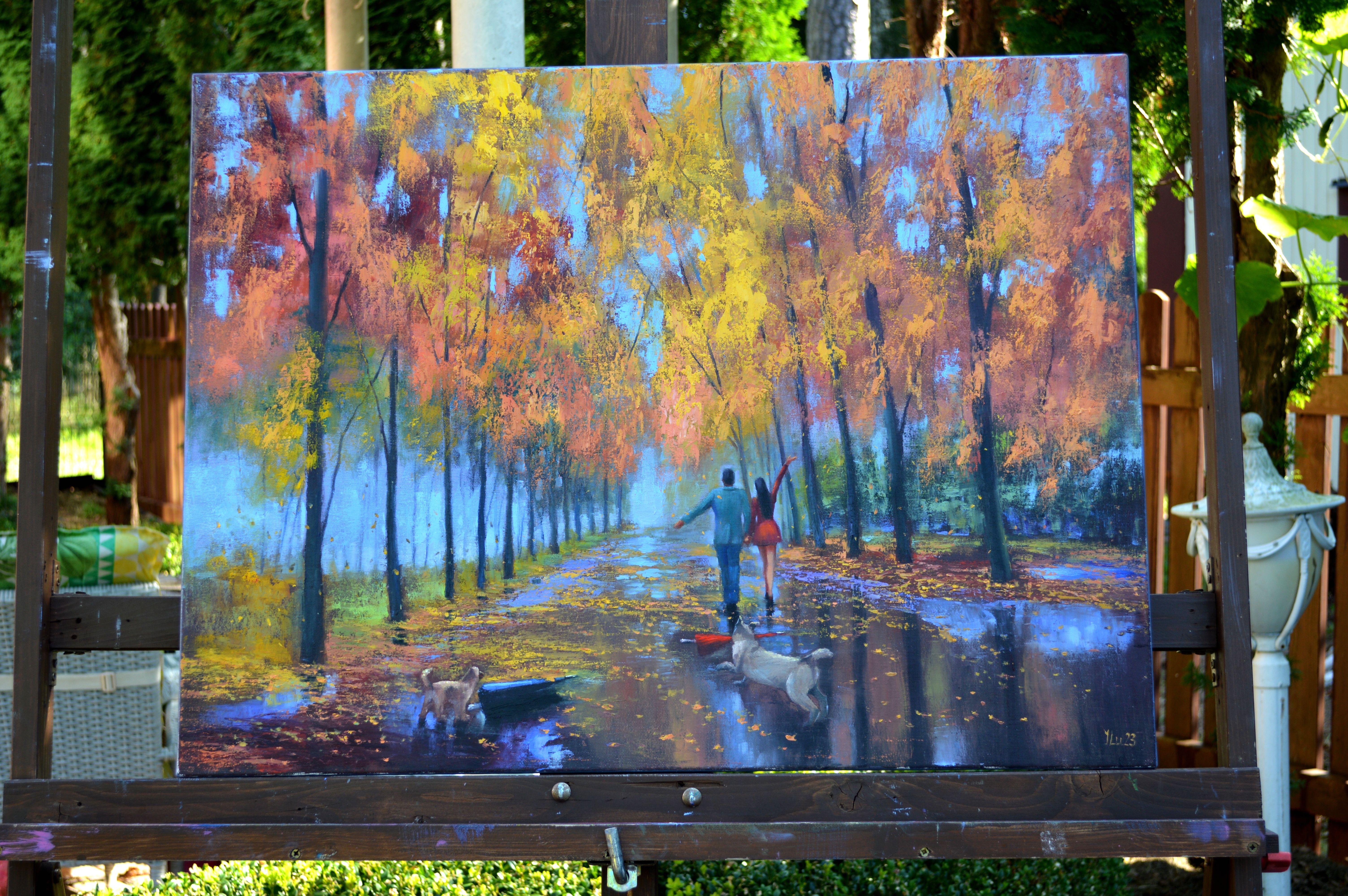 Love and umbrellas 60X80 oil painting For Sale 10