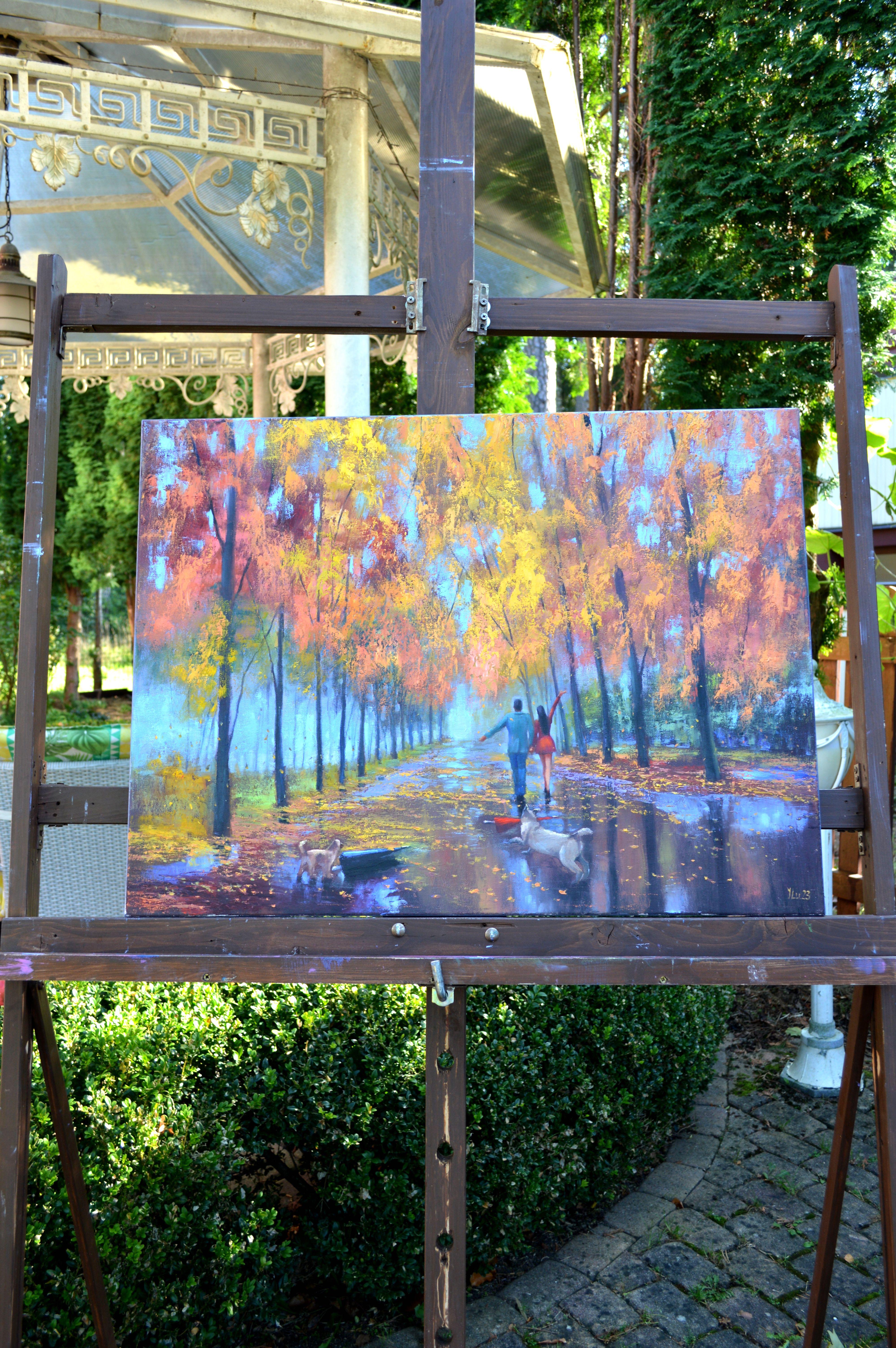 Love and umbrellas 60X80 oil painting For Sale 13