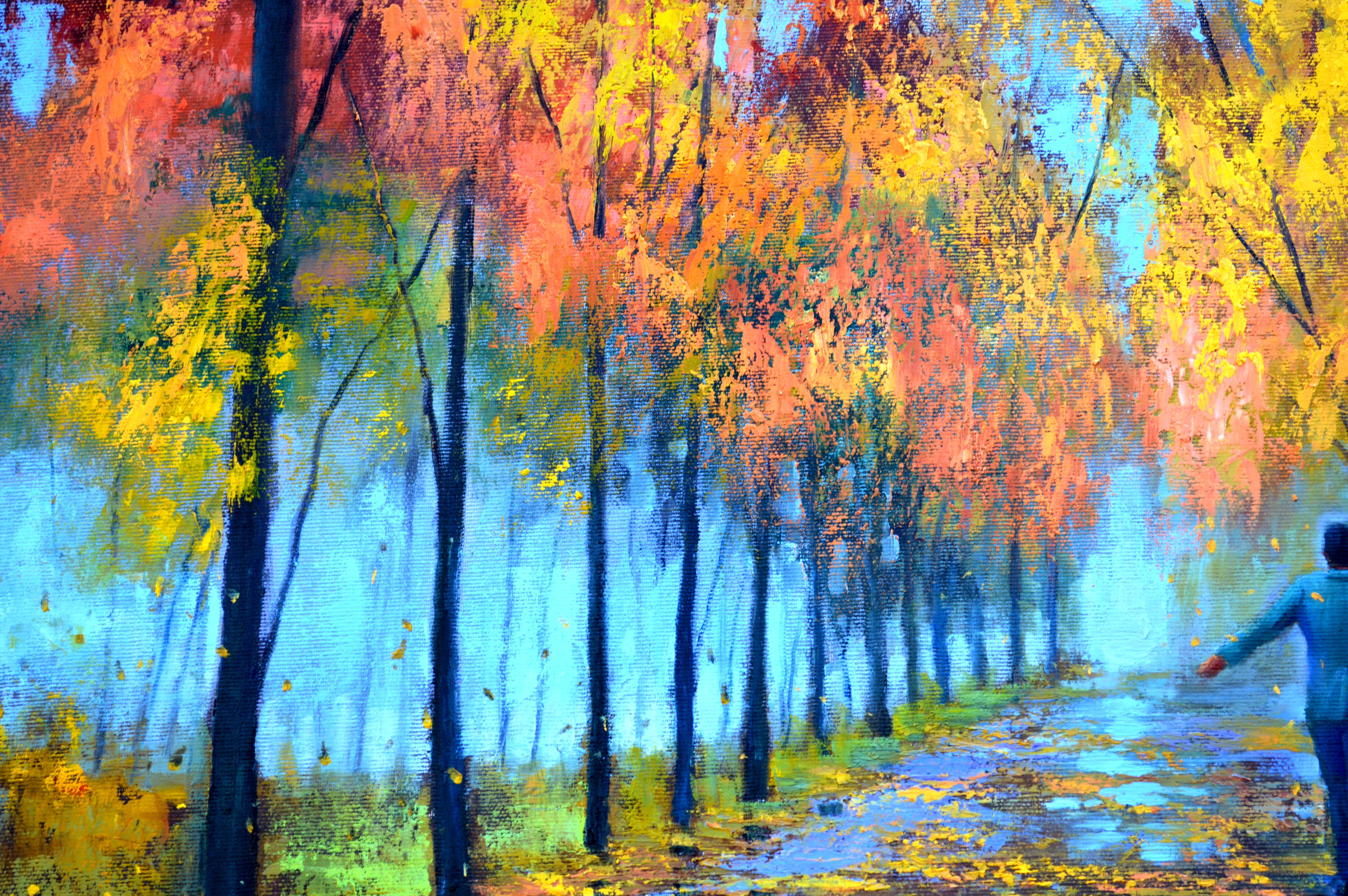 Love and umbrellas 60X80 oil painting For Sale 4