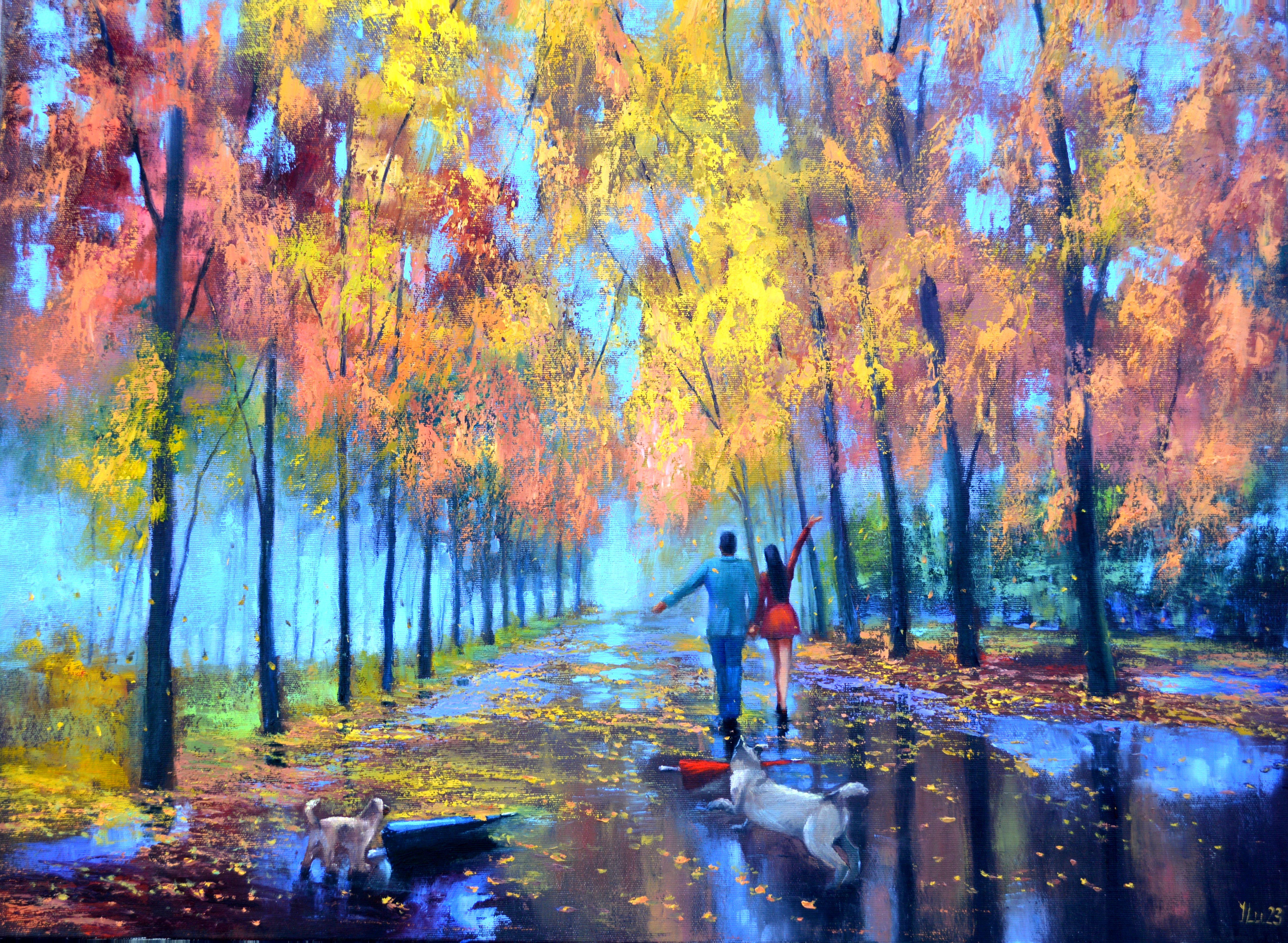 Love and umbrellas 60X80 oil painting