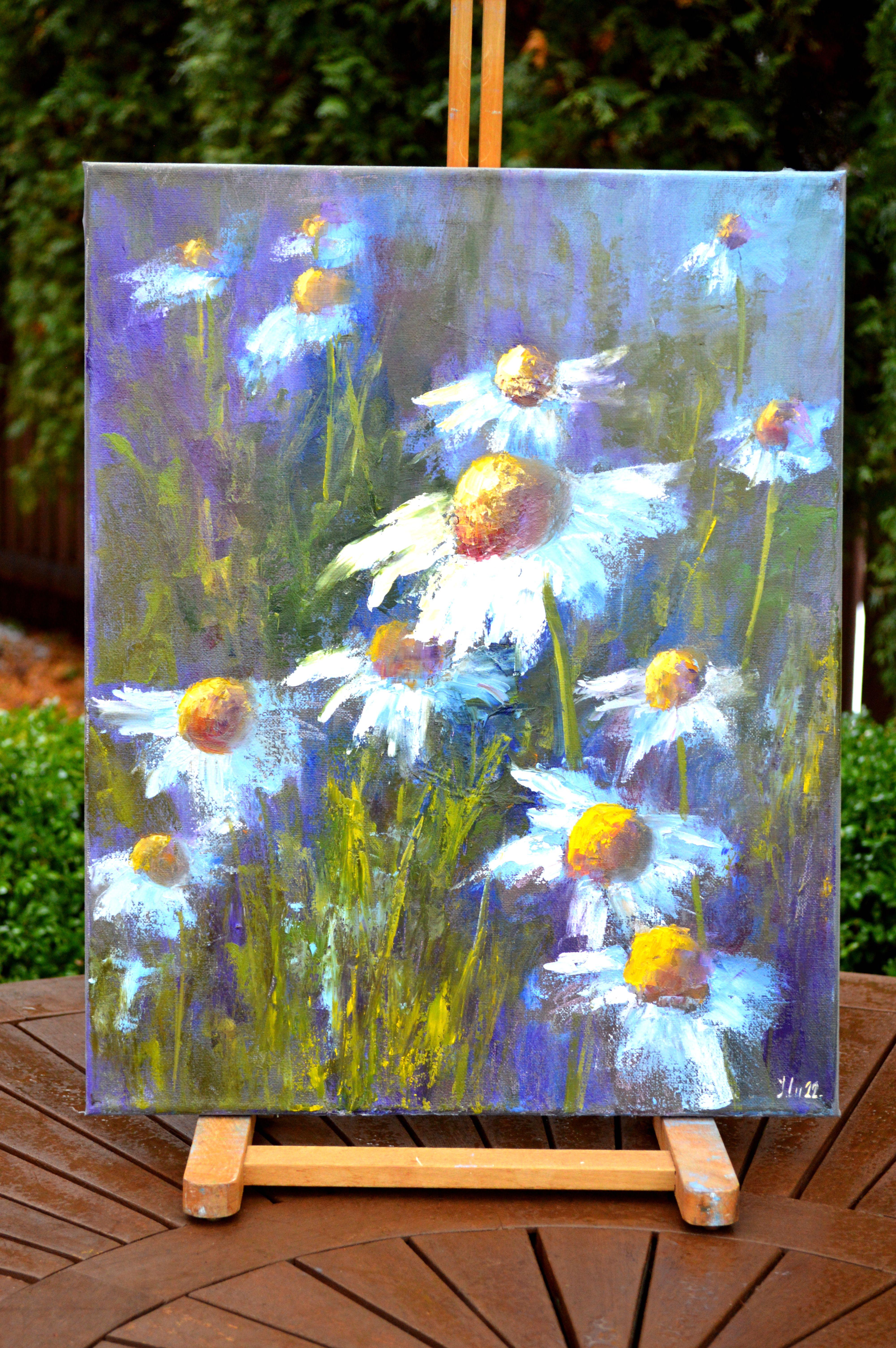 Lovely garden daisies - Painting by Elena Lukina
