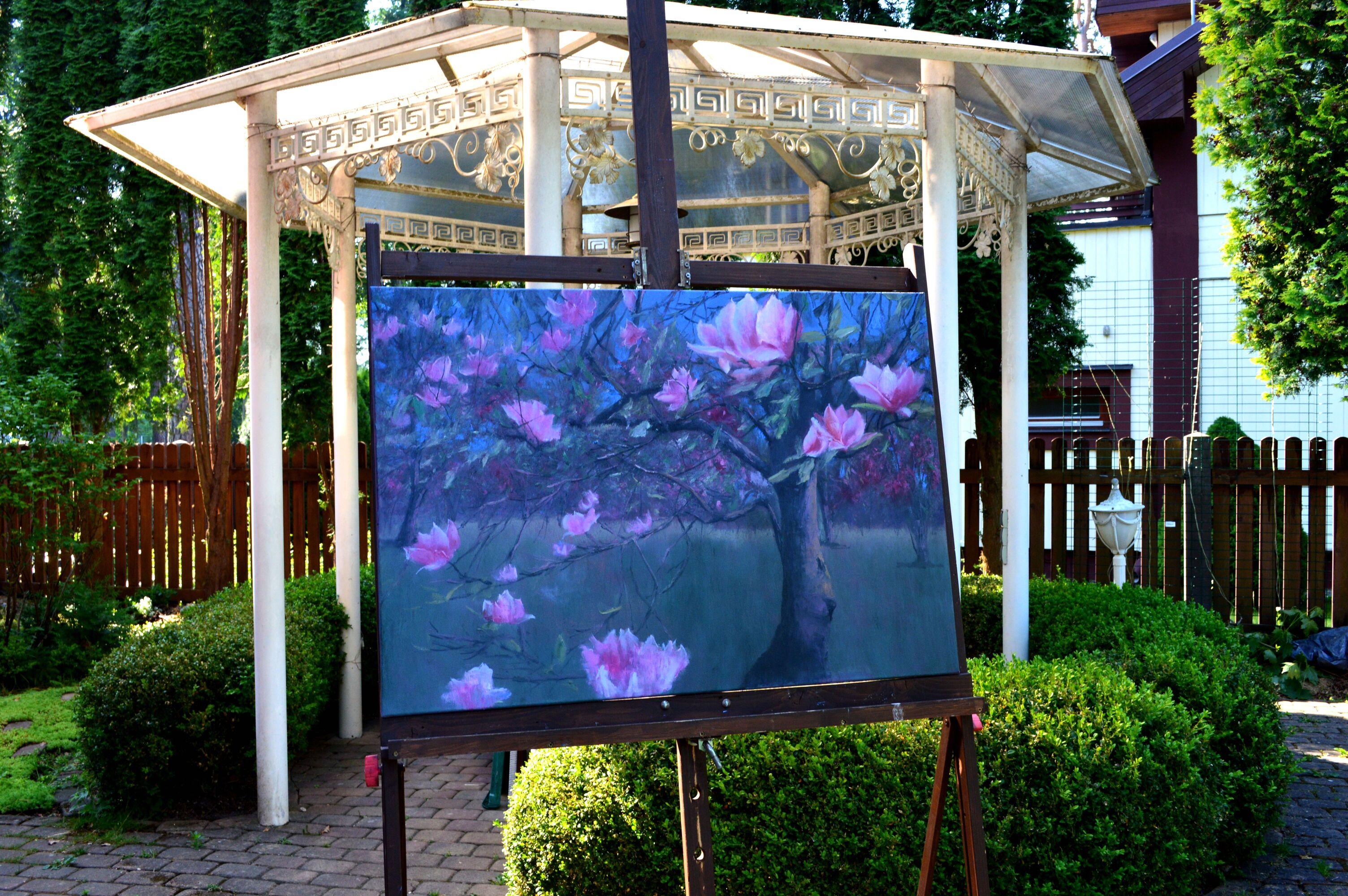 Magnolia en flor - Painting de Elena Lukina