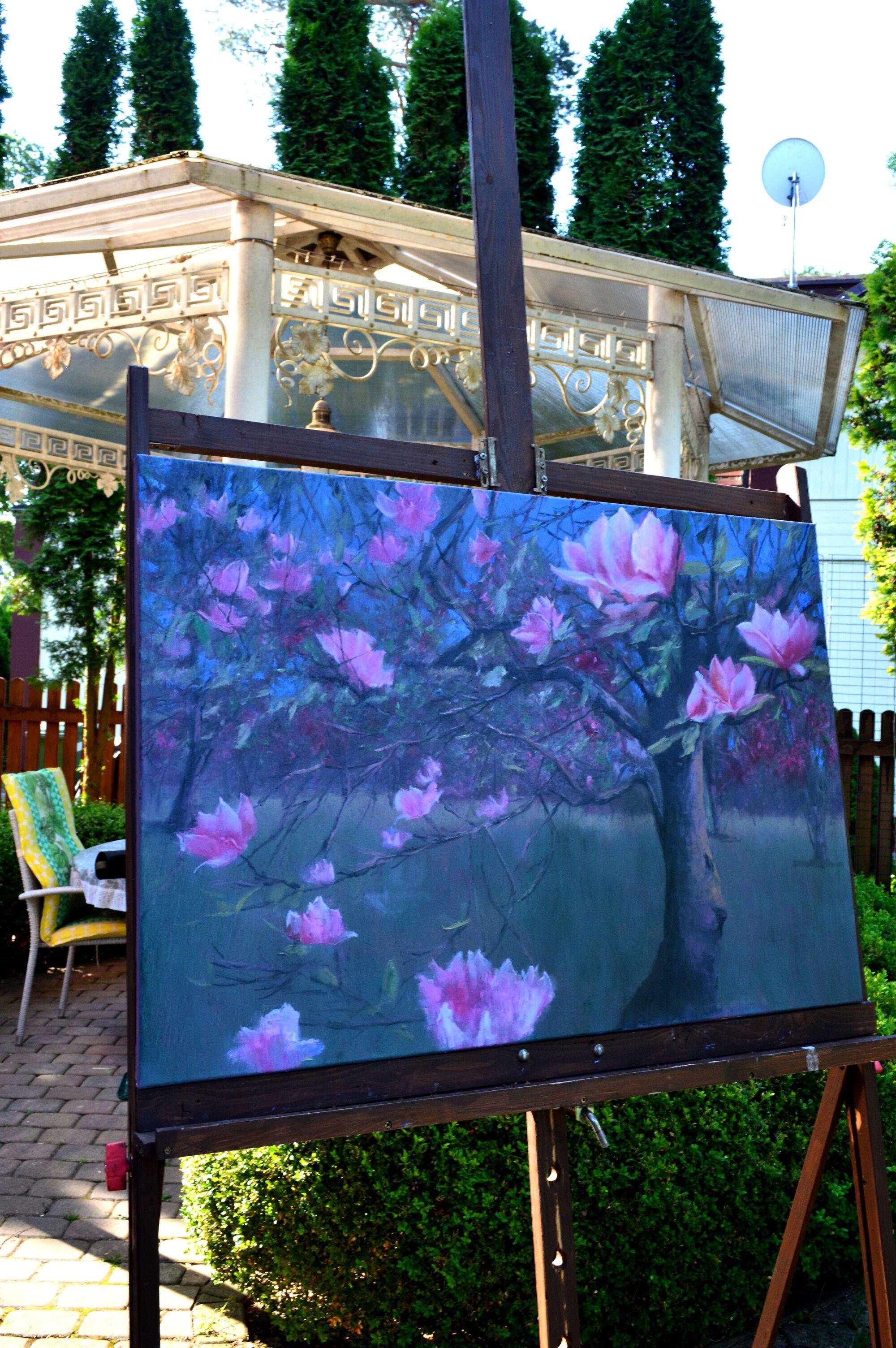 Magnolia en flor - Interior Painting Azul de Elena Lukina