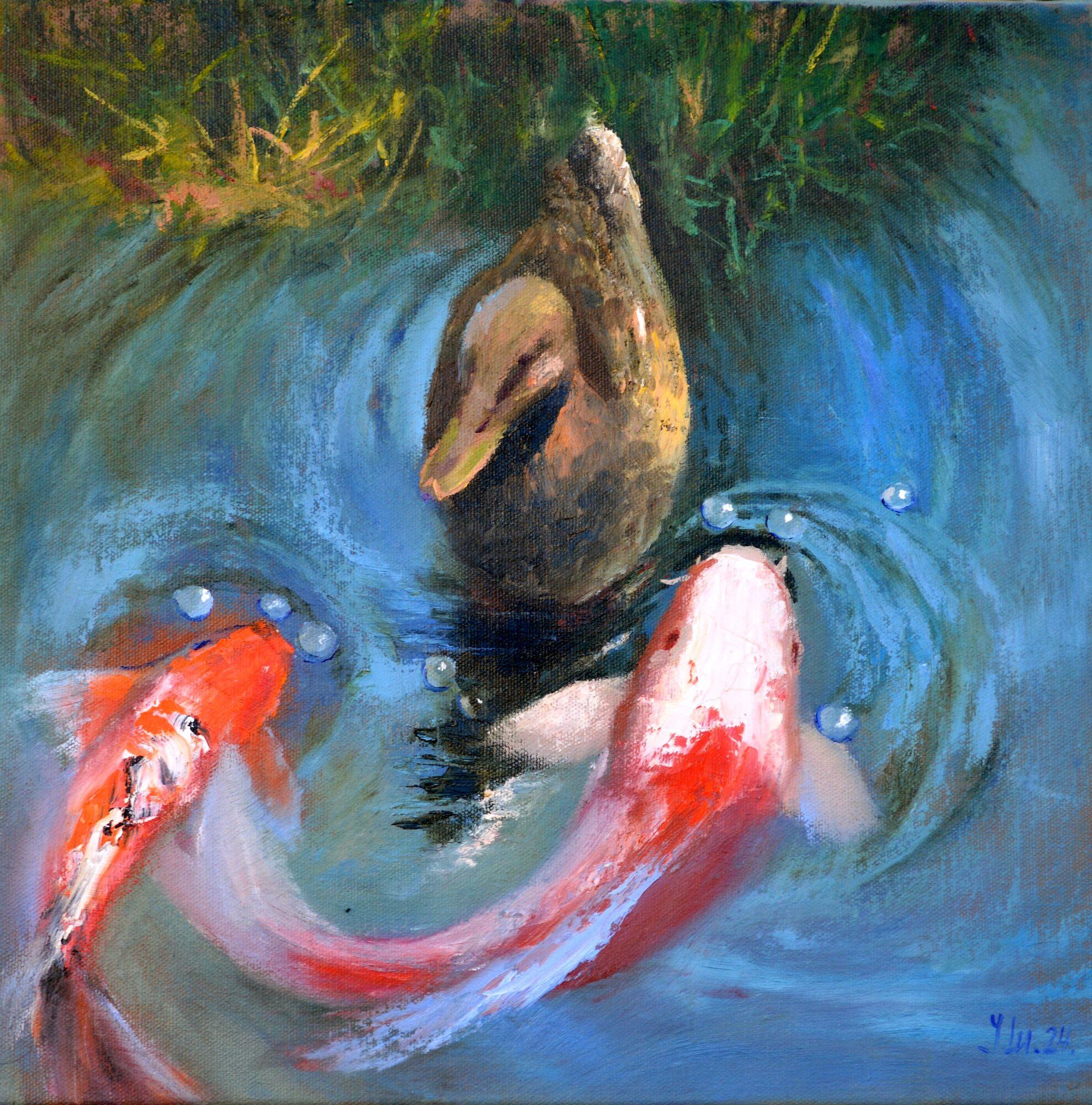 Elena Lukina Interior Painting - Meeting on the pond