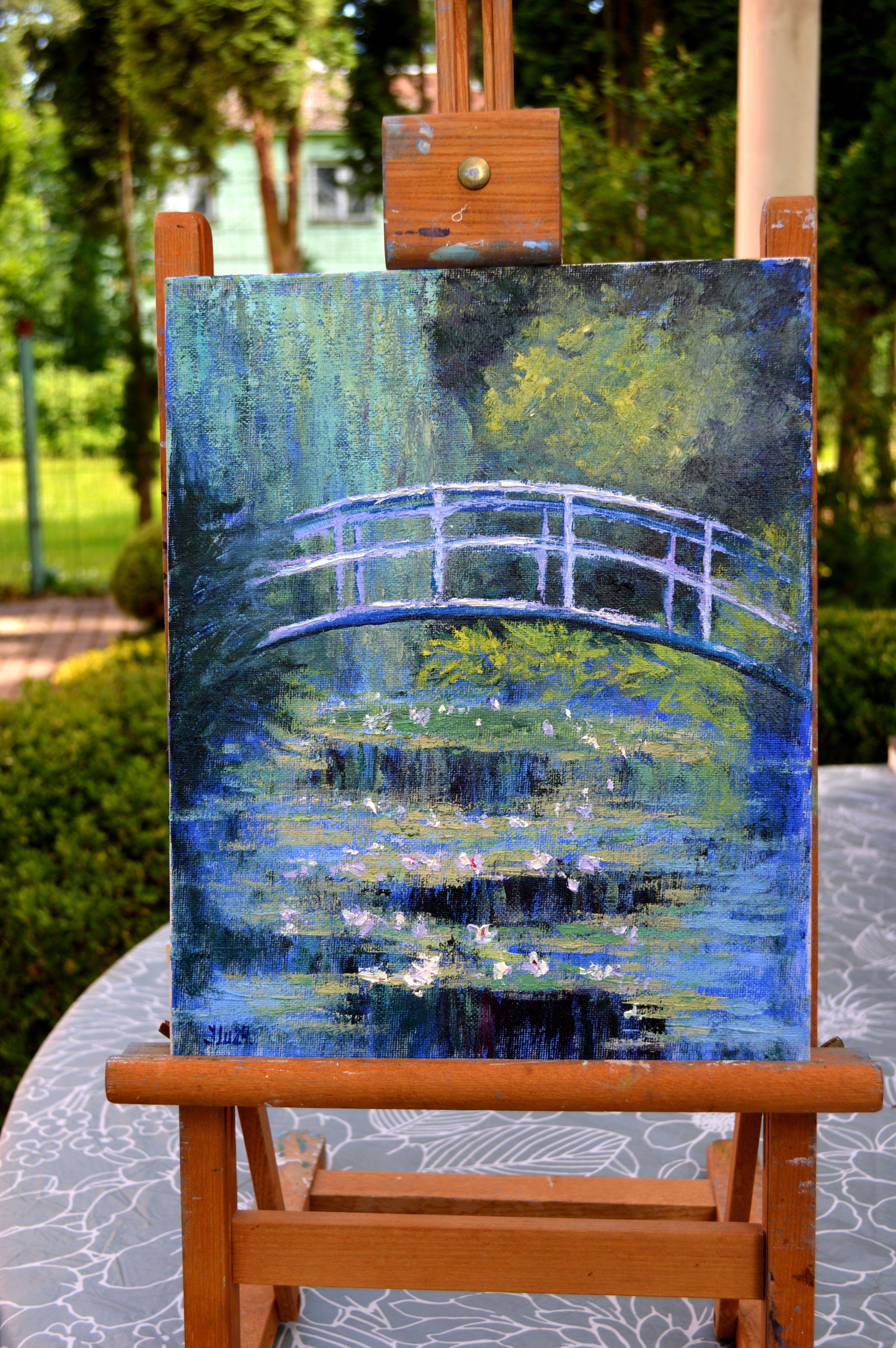 Lo stagno di ninfee di Monet - Painting Espressionista di Elena Lukina