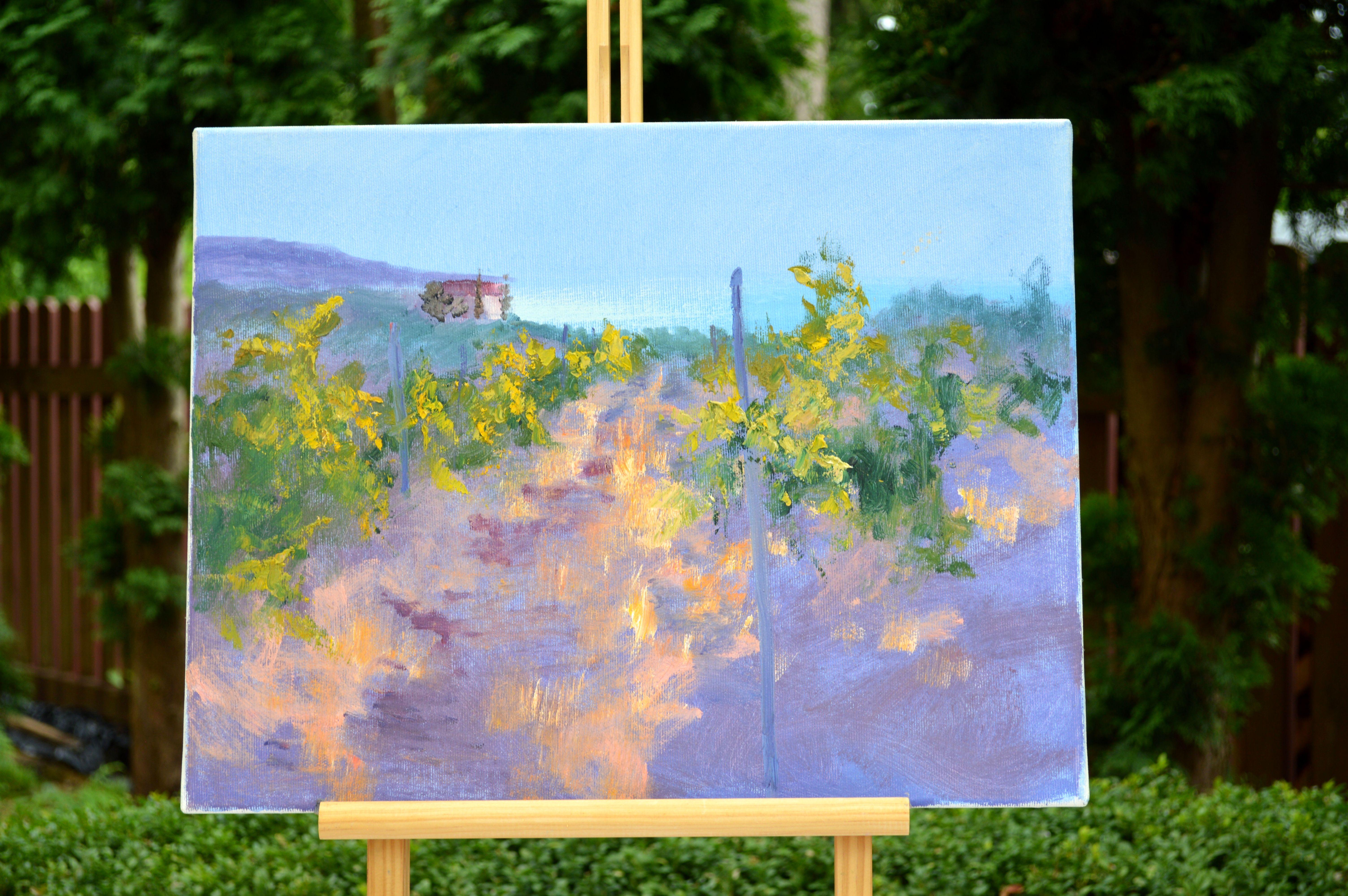 Mattina in un vigneto soleggiato - Painting di Elena Lukina