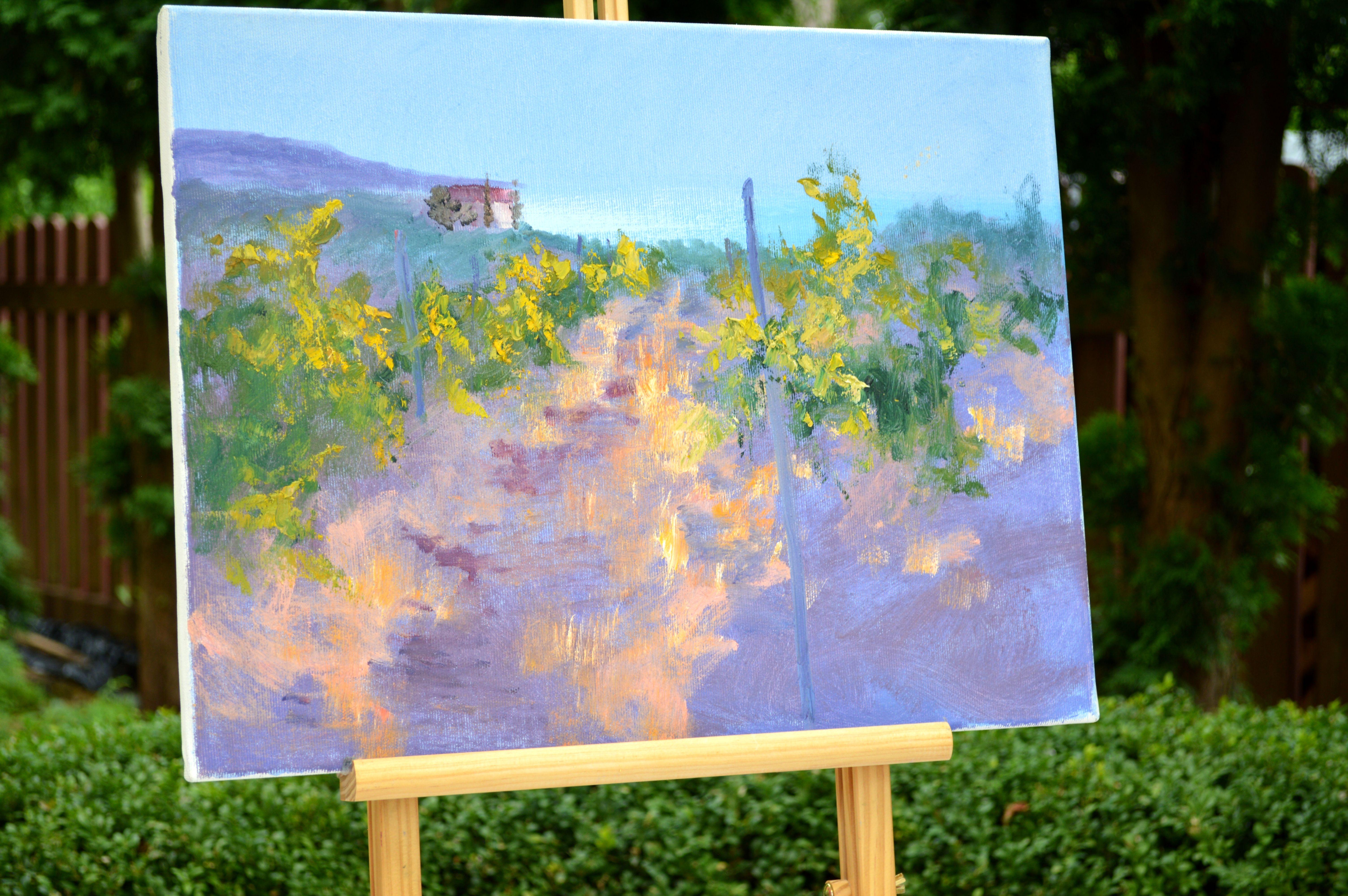 Mattina in un vigneto soleggiato - Painting Espressionista di Elena Lukina