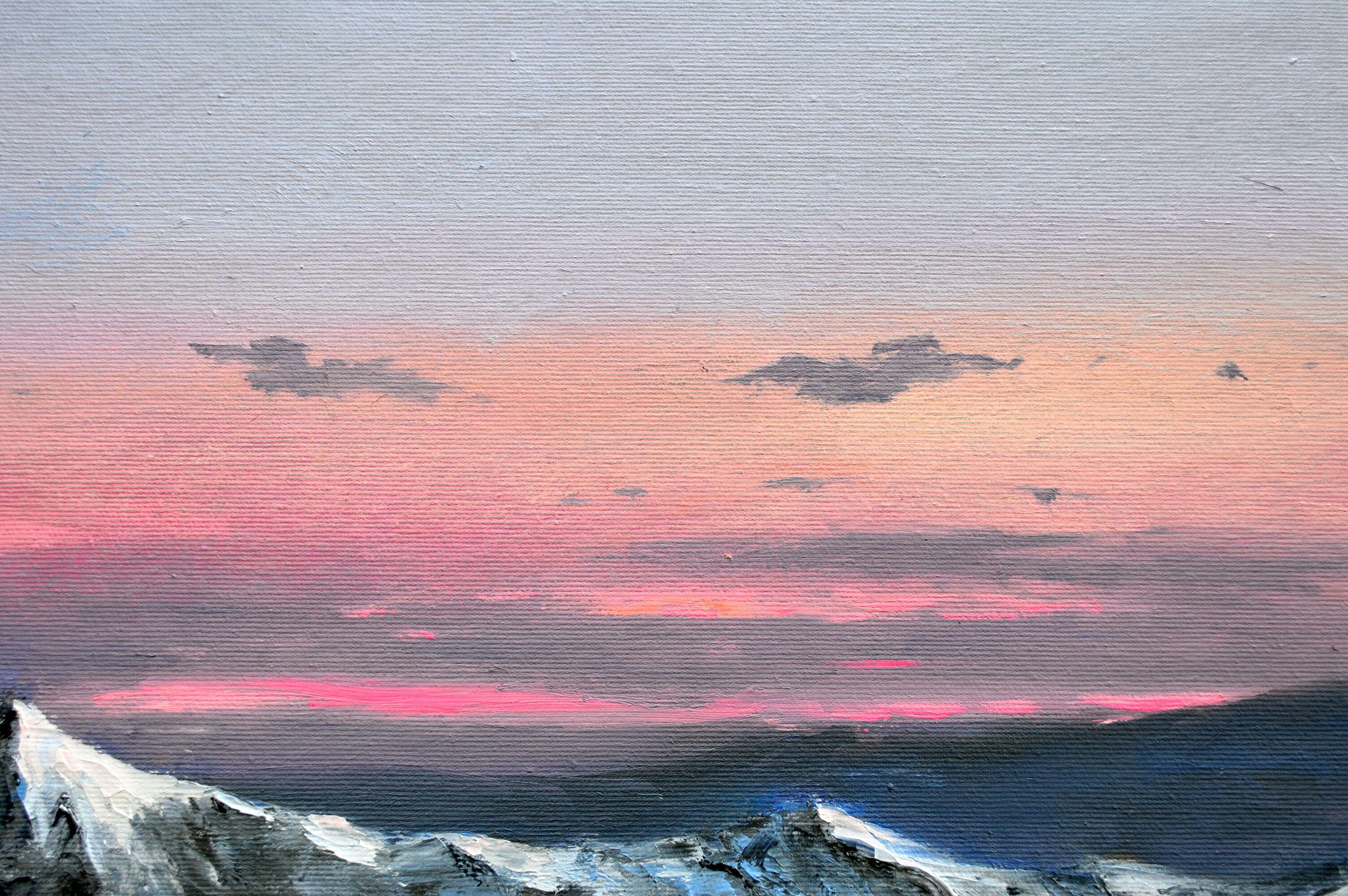 Morning light on snowy peaks For Sale 4