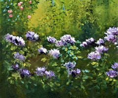 Morning garden with rhododendrons