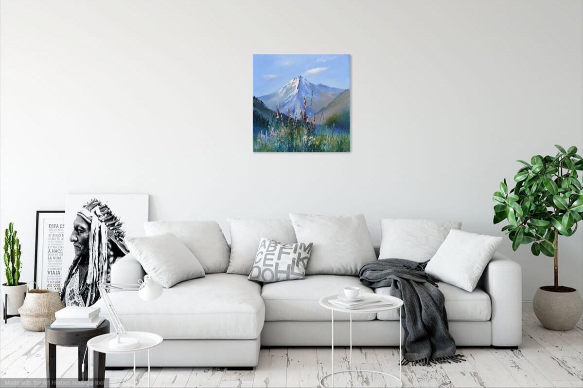 Mountain herbs 60X60 - Expressionist Painting by Elena Lukina