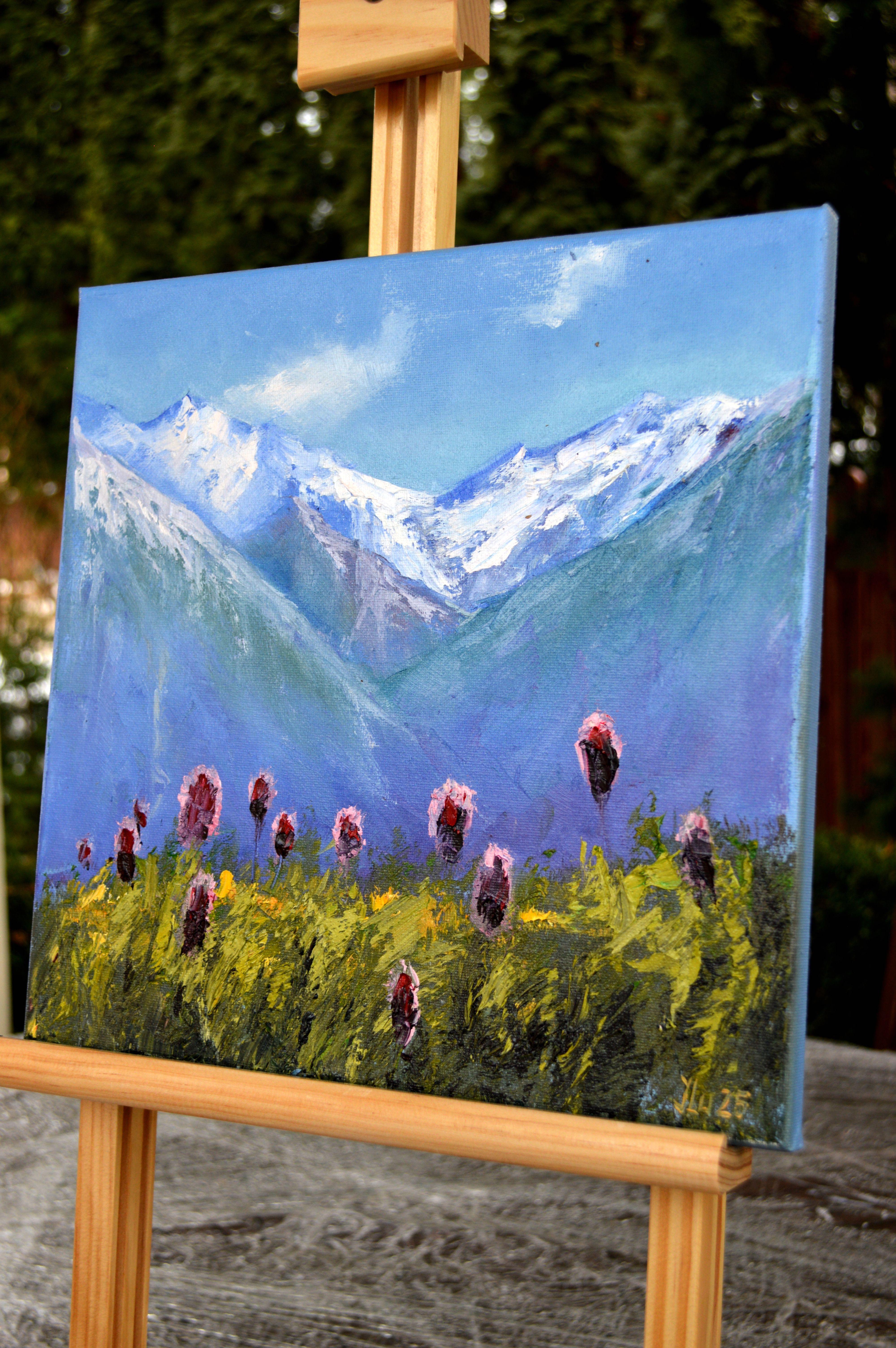 Bergkräuter (Blau), Landscape Painting, von Elena Lukina