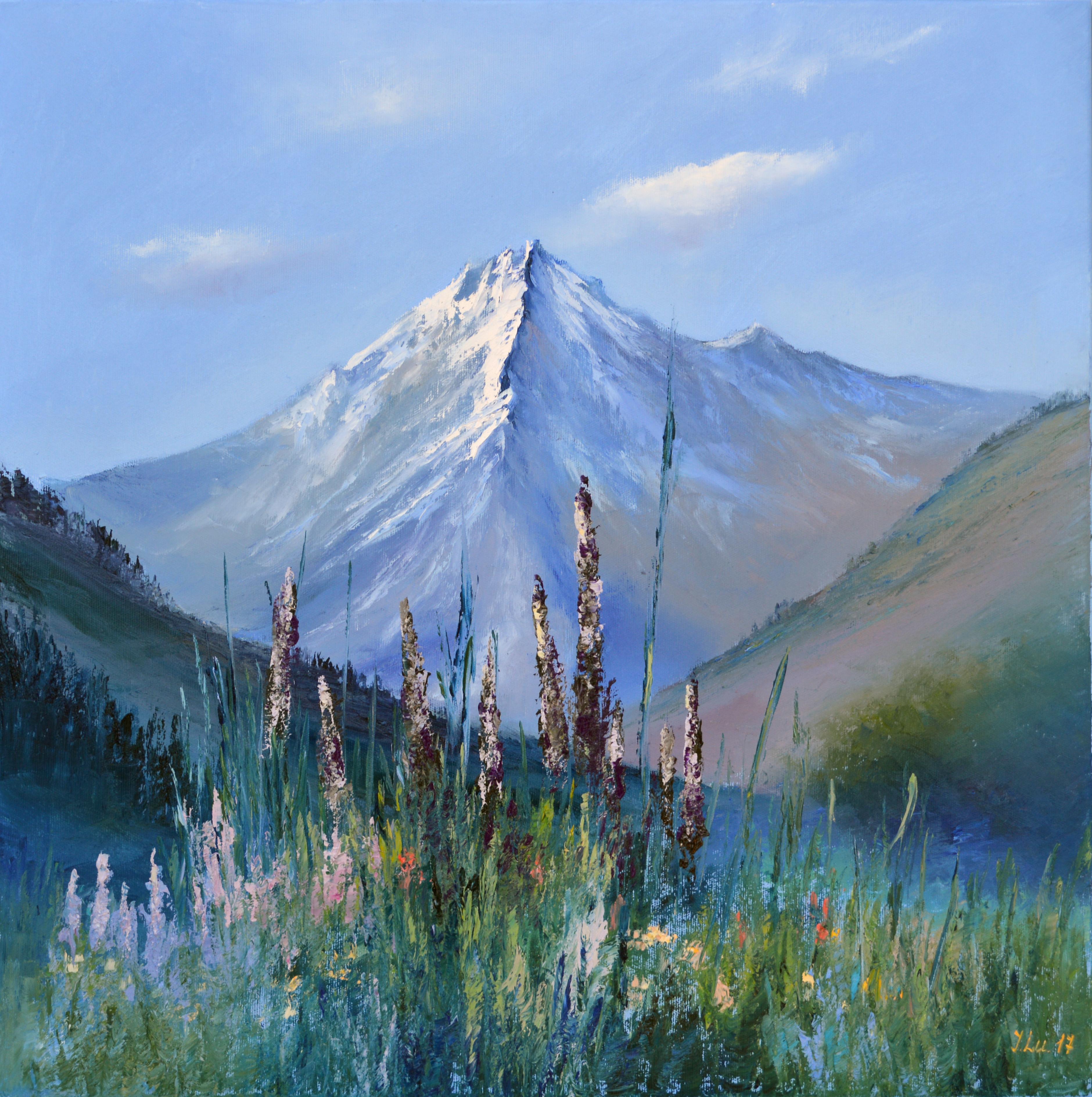 Elena Lukina Landscape Painting - Mountain herbs 60X60