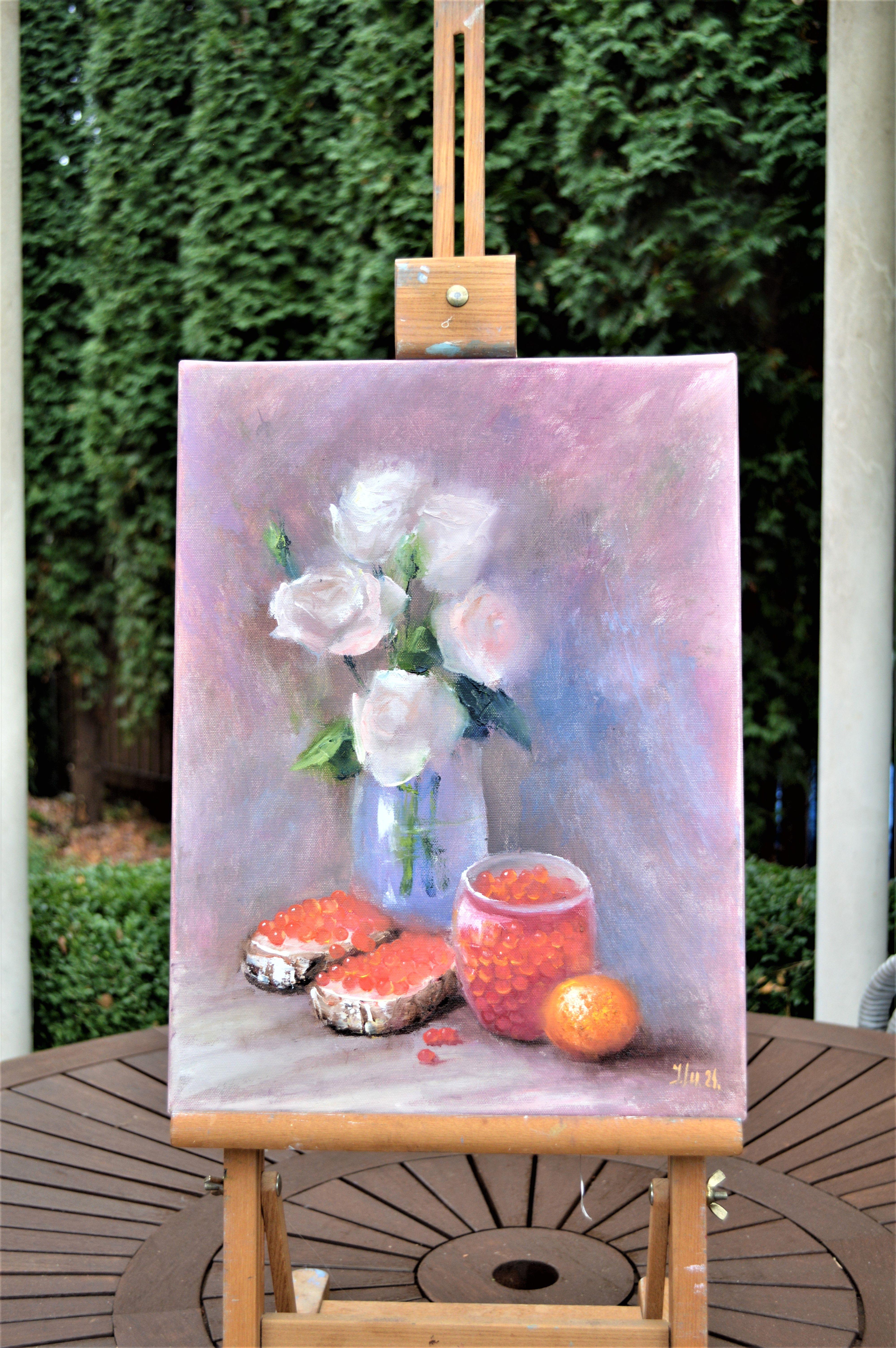 Colazione di Capodanno 40X30 - Still-Life Painting Grigio di Elena Lukina