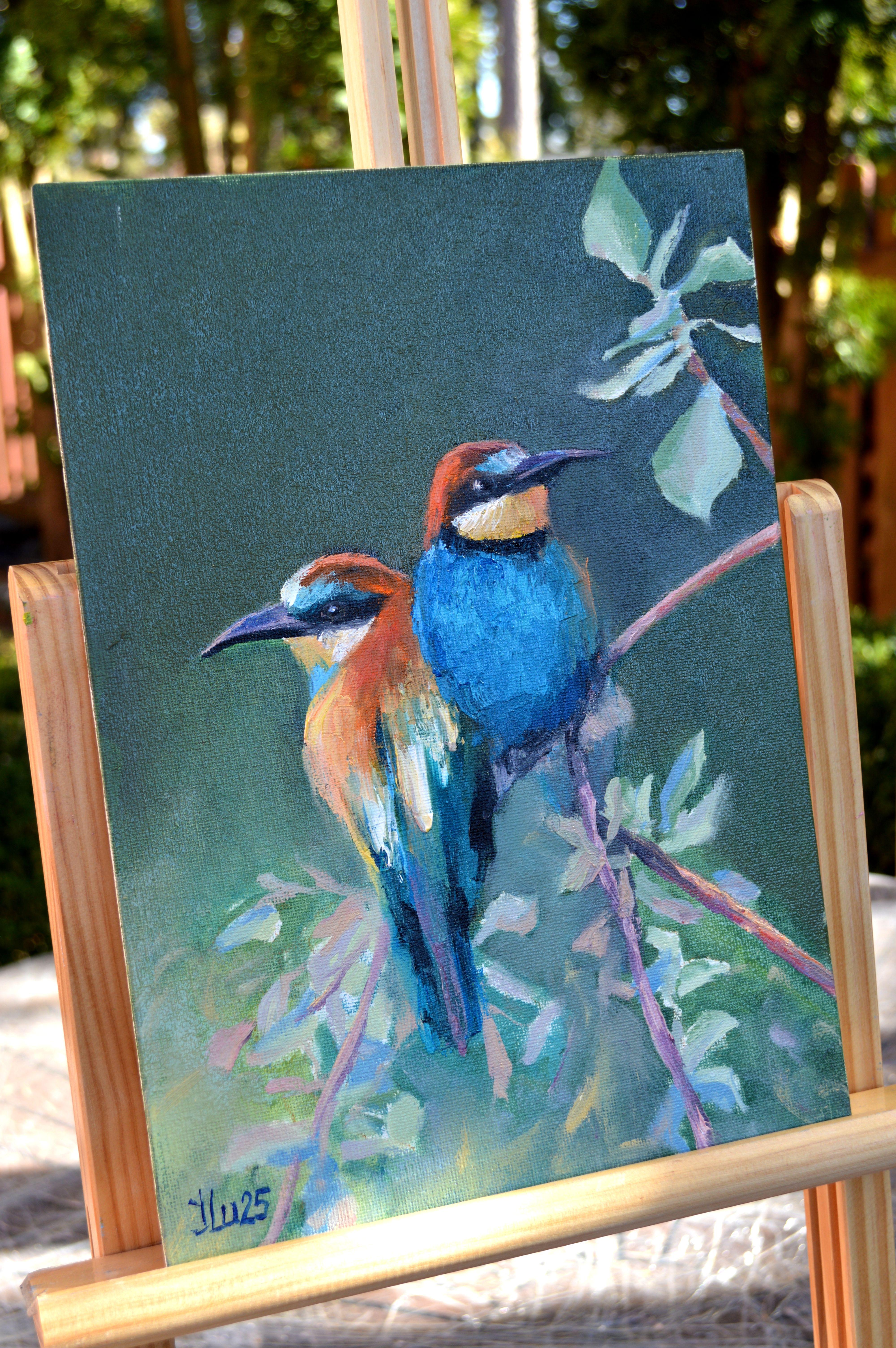 Bonito día soleado - Animal Painting Azul de Elena Lukina