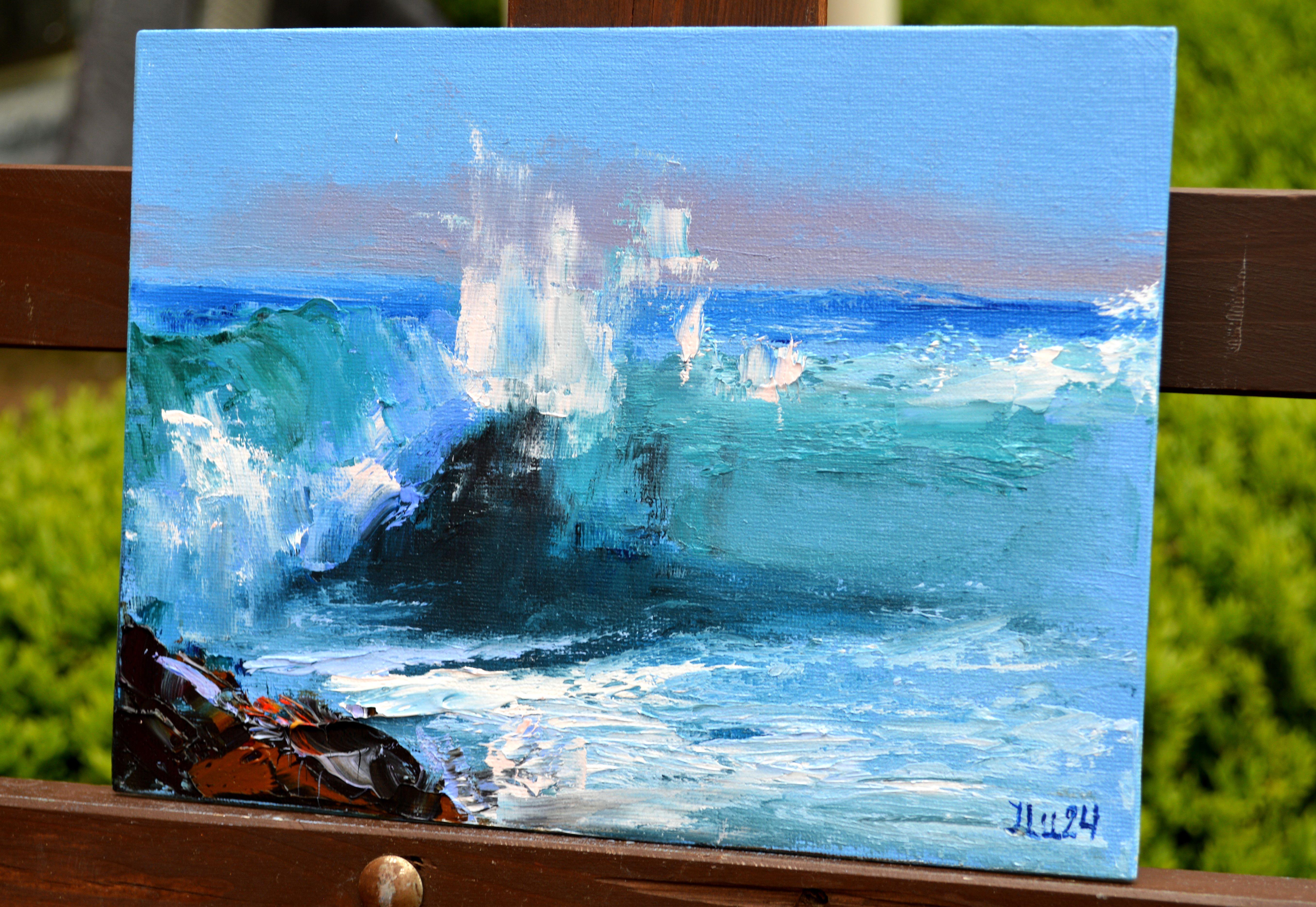 Movimiento oceánico - Landscape Painting Azul de Elena Lukina