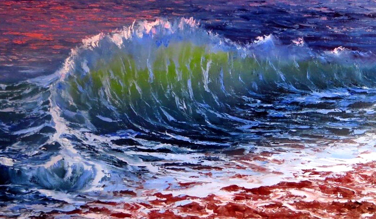 Sulla cresta dell'onda - Painting Espressionista di Elena Lukina