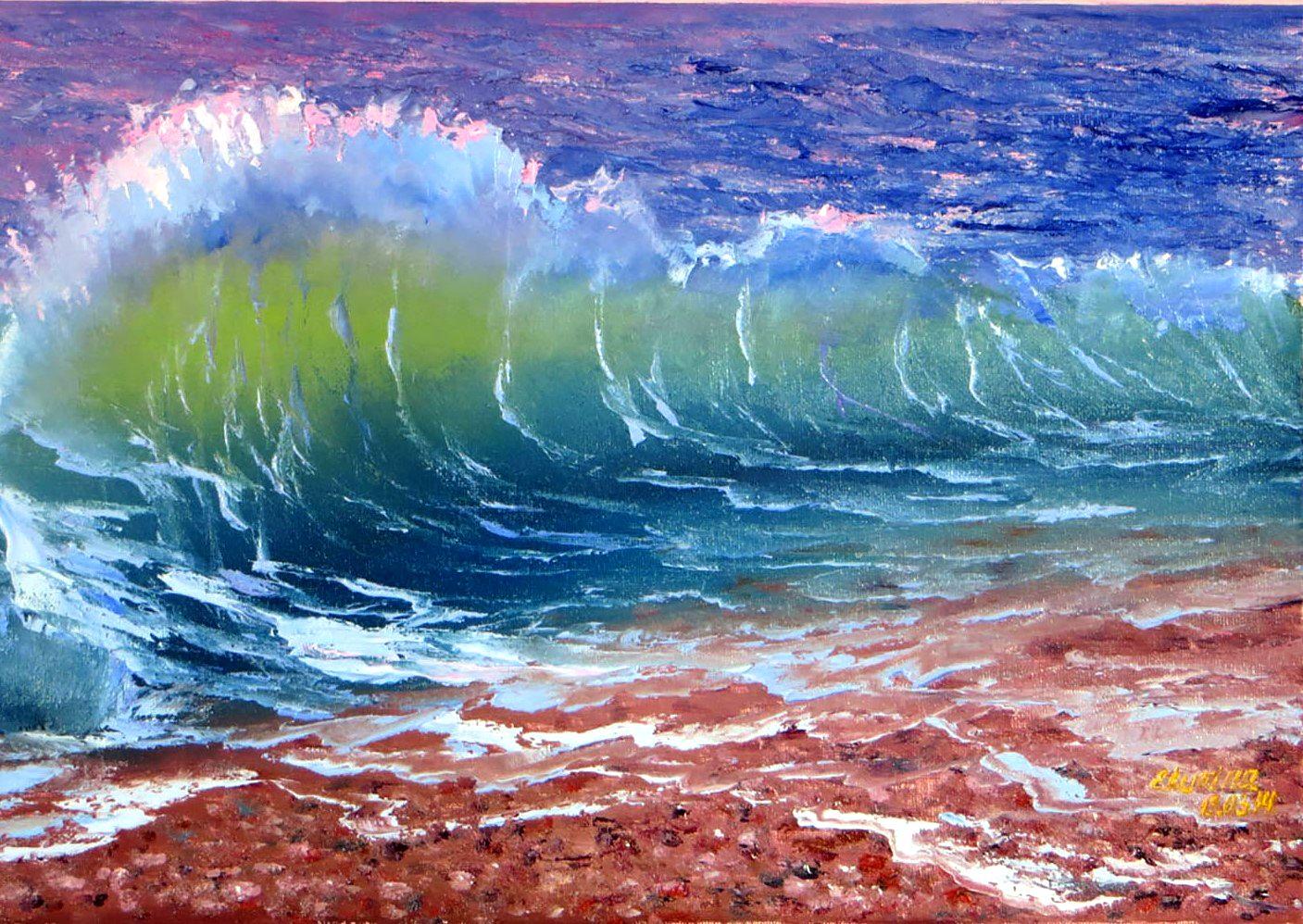Sulla cresta dell'onda - Painting Espressionista di Elena Lukina