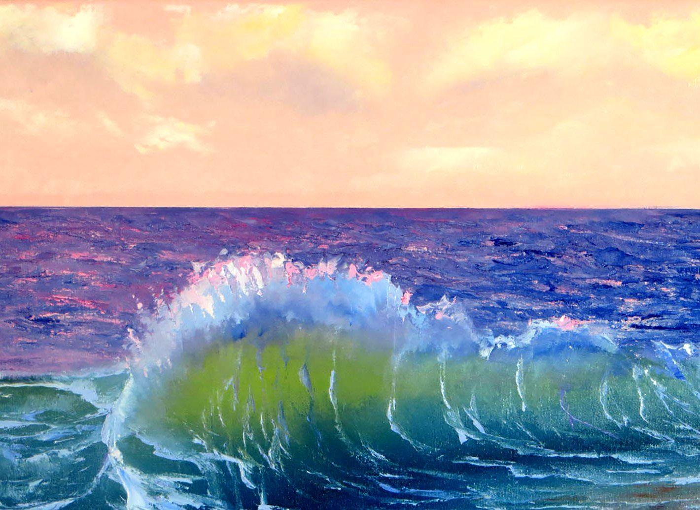 Nel creare questo quadro, ho cercato di catturare lo spirito dinamico e mutevole del mare. Utilizzando gli oli, ho mescolato le tecniche dell'impressionismo e del realismo per dare vita all'onda maestosa che si sta sollevando al suo culmine. I