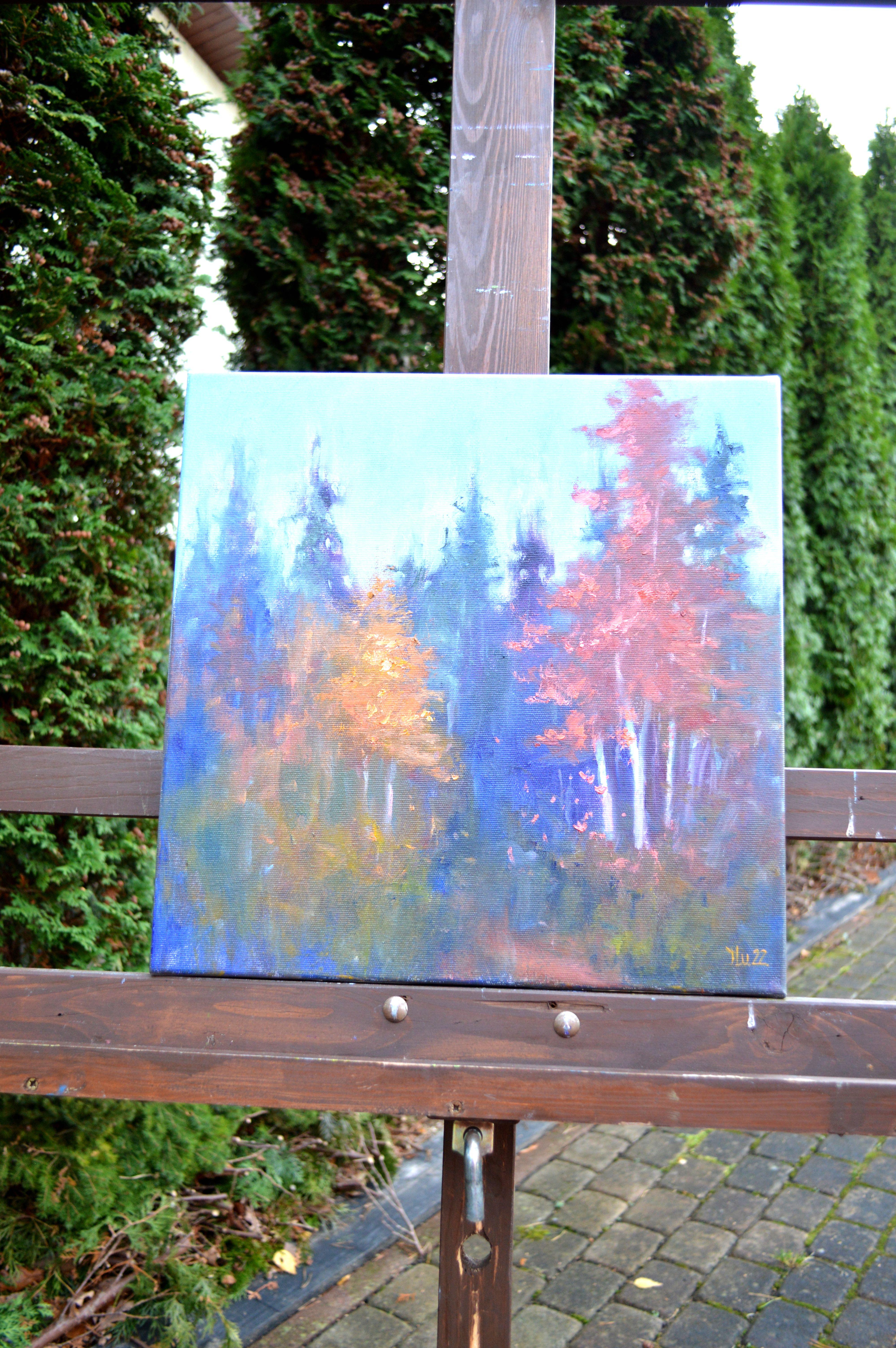 A la lisière de la forêt - Expressionniste Painting par Elena Lukina