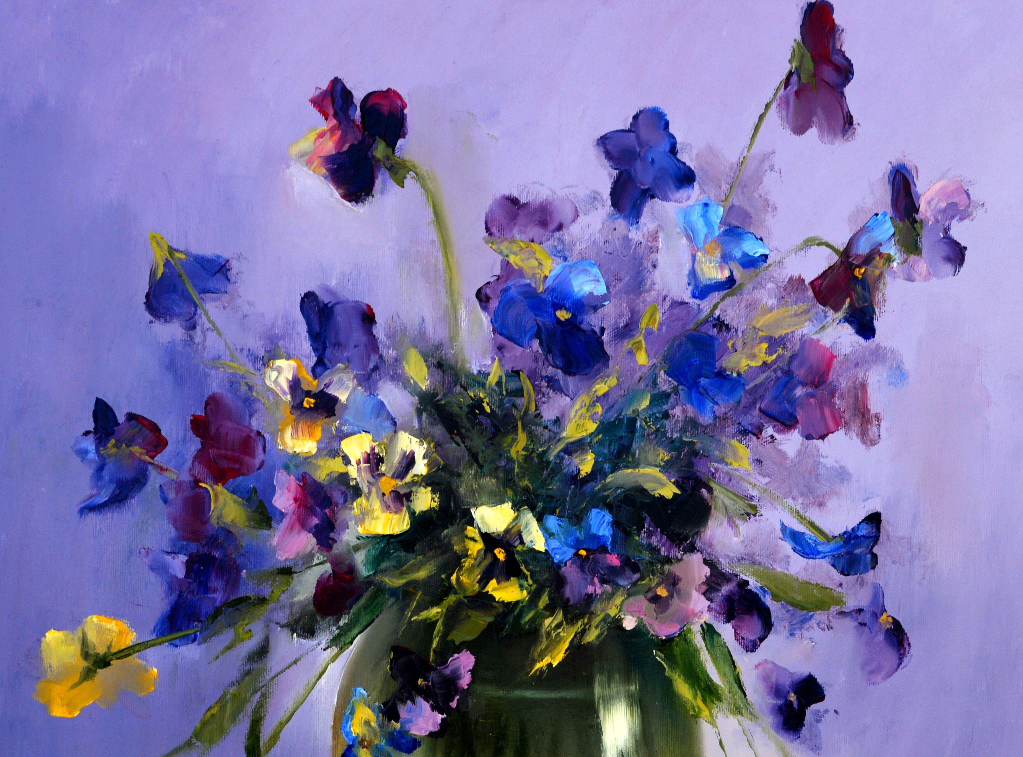 Pansies - Painting by Elena Lukina