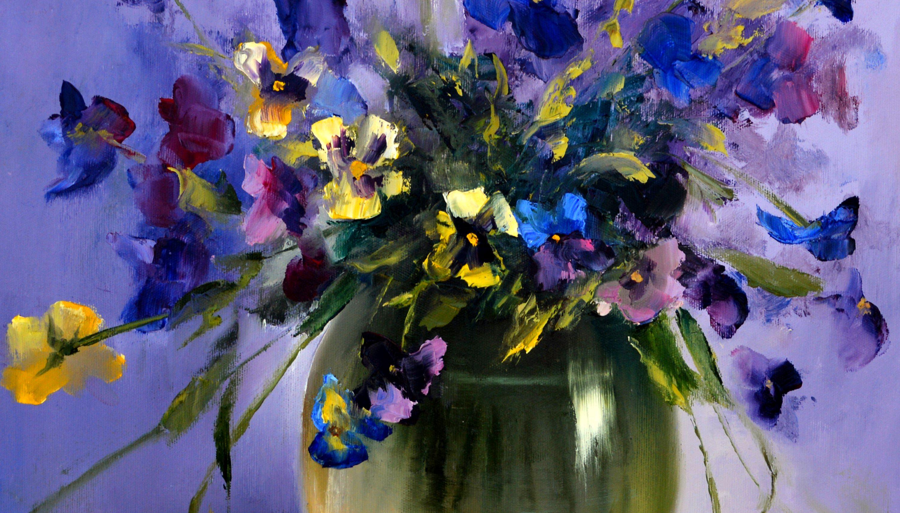 Pansies - Purple Interior Painting by Elena Lukina