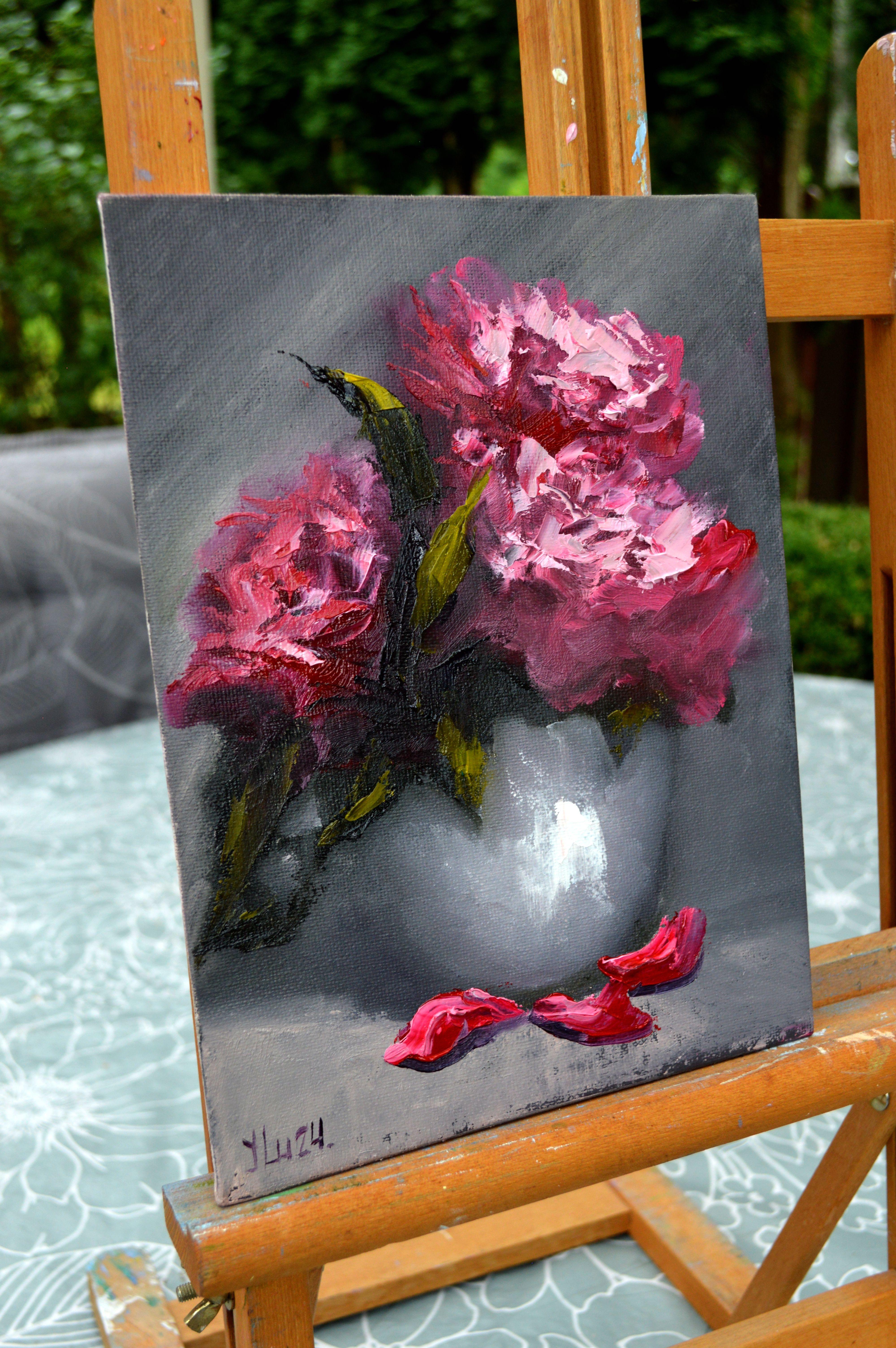 Pivoines 24X18 - Gris Interior Painting par Elena Lukina