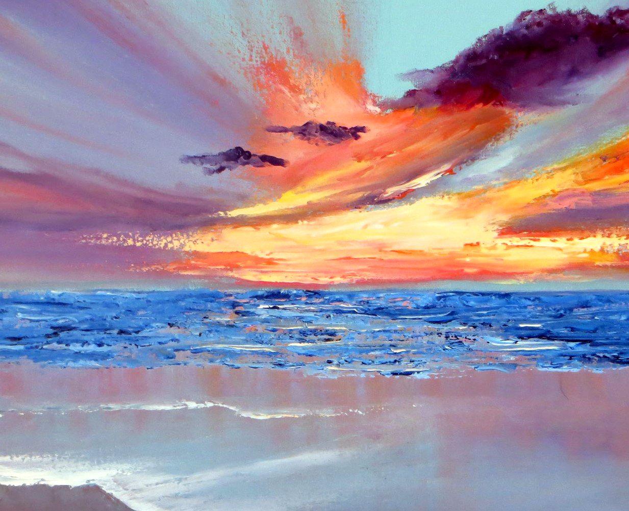 Tramonto pittoresco - Painting di Elena Lukina