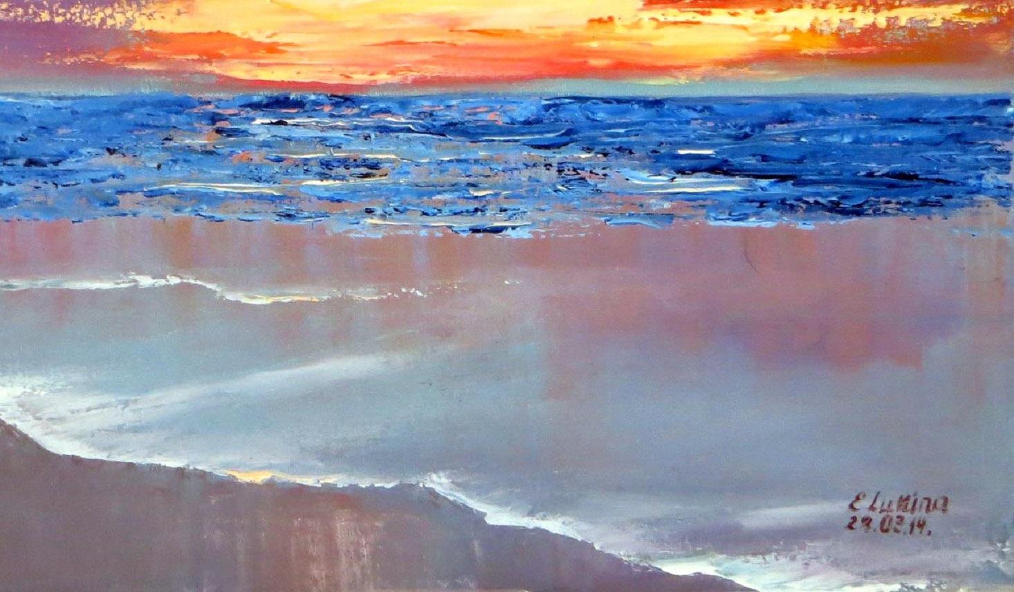 Tramonto pittoresco - Painting Espressionista di Elena Lukina