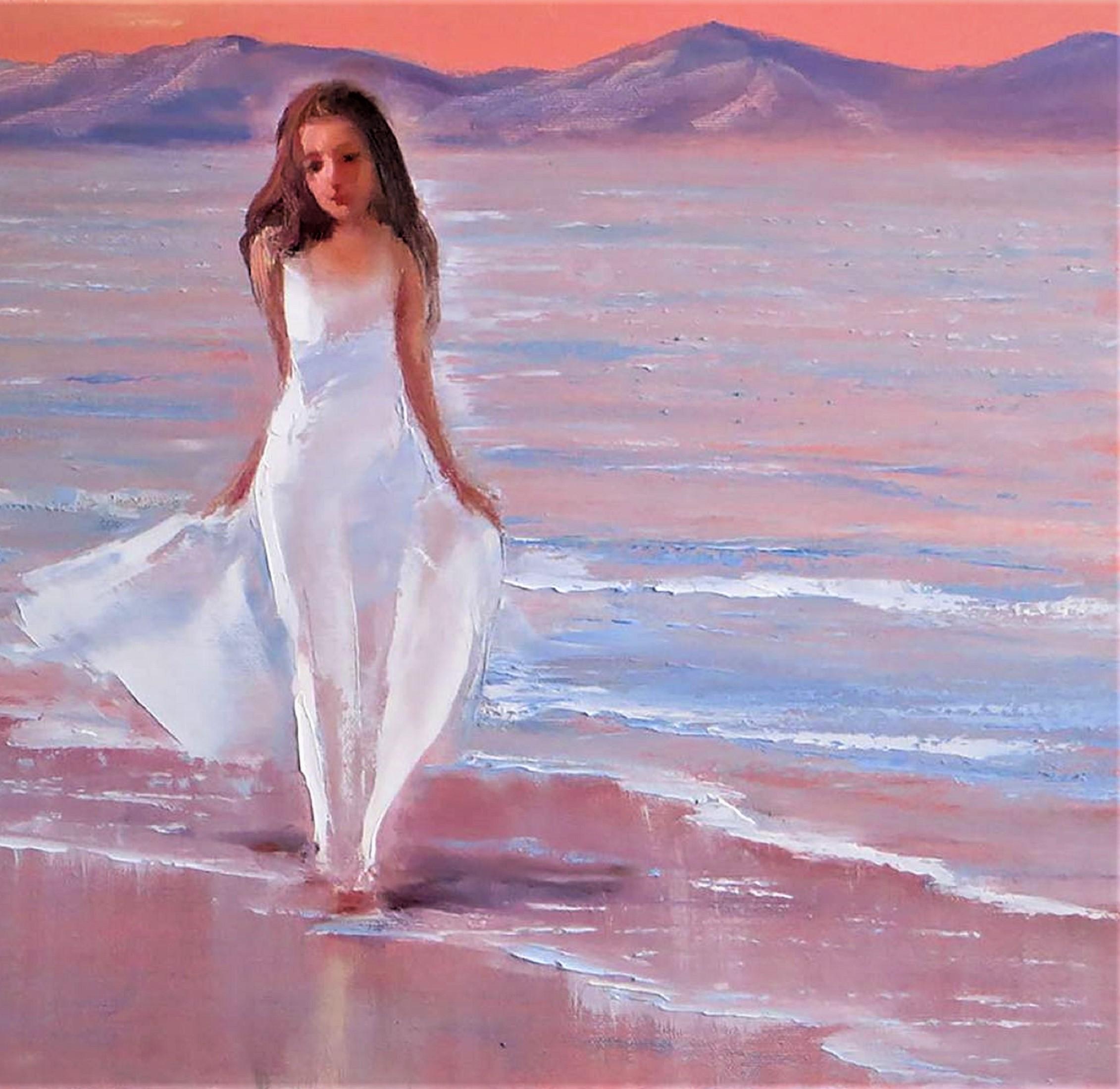 Costa rosa - Figurative Painting Marrón de Elena Lukina