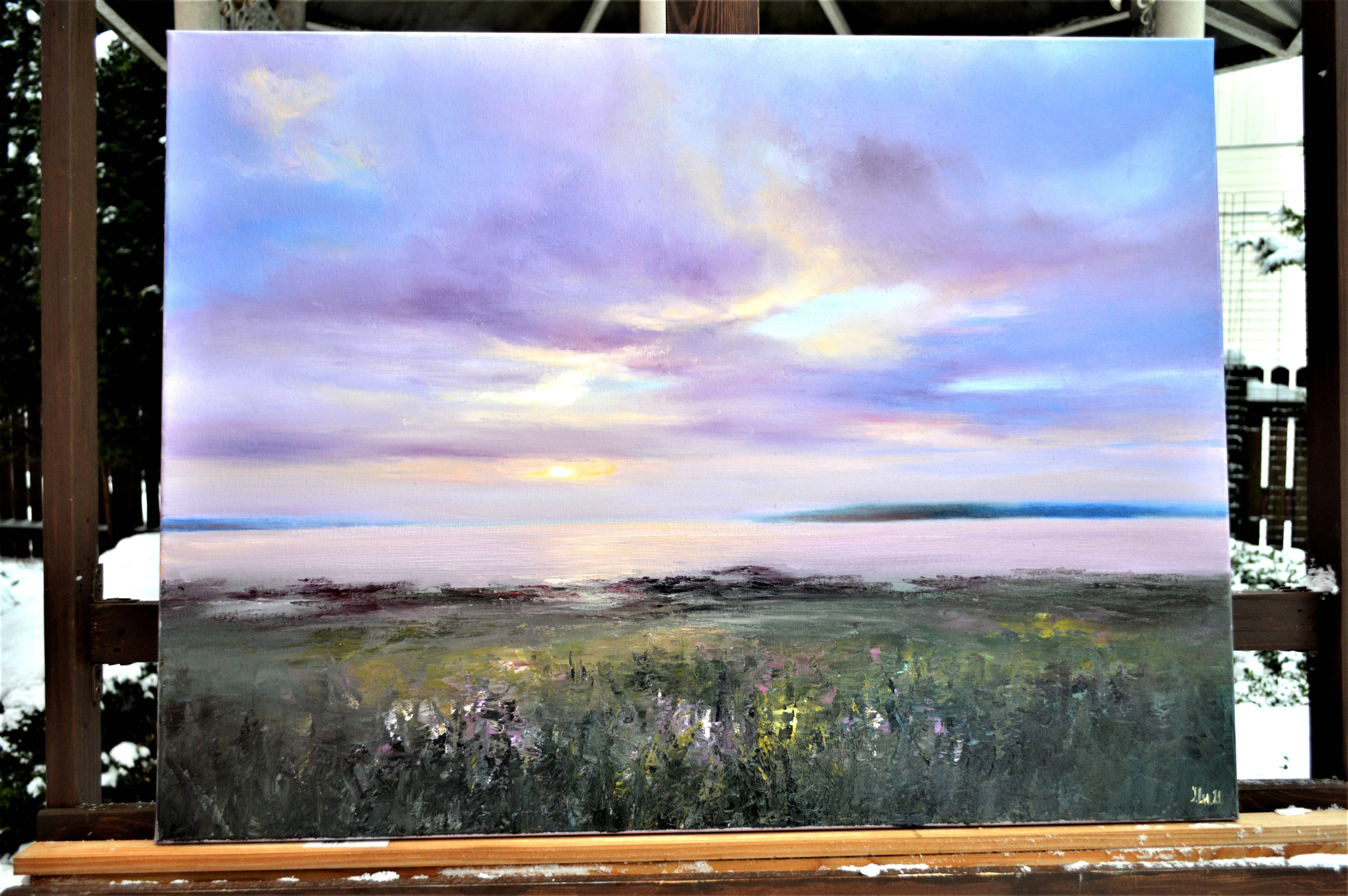 Pink sunset by the river For Sale 2