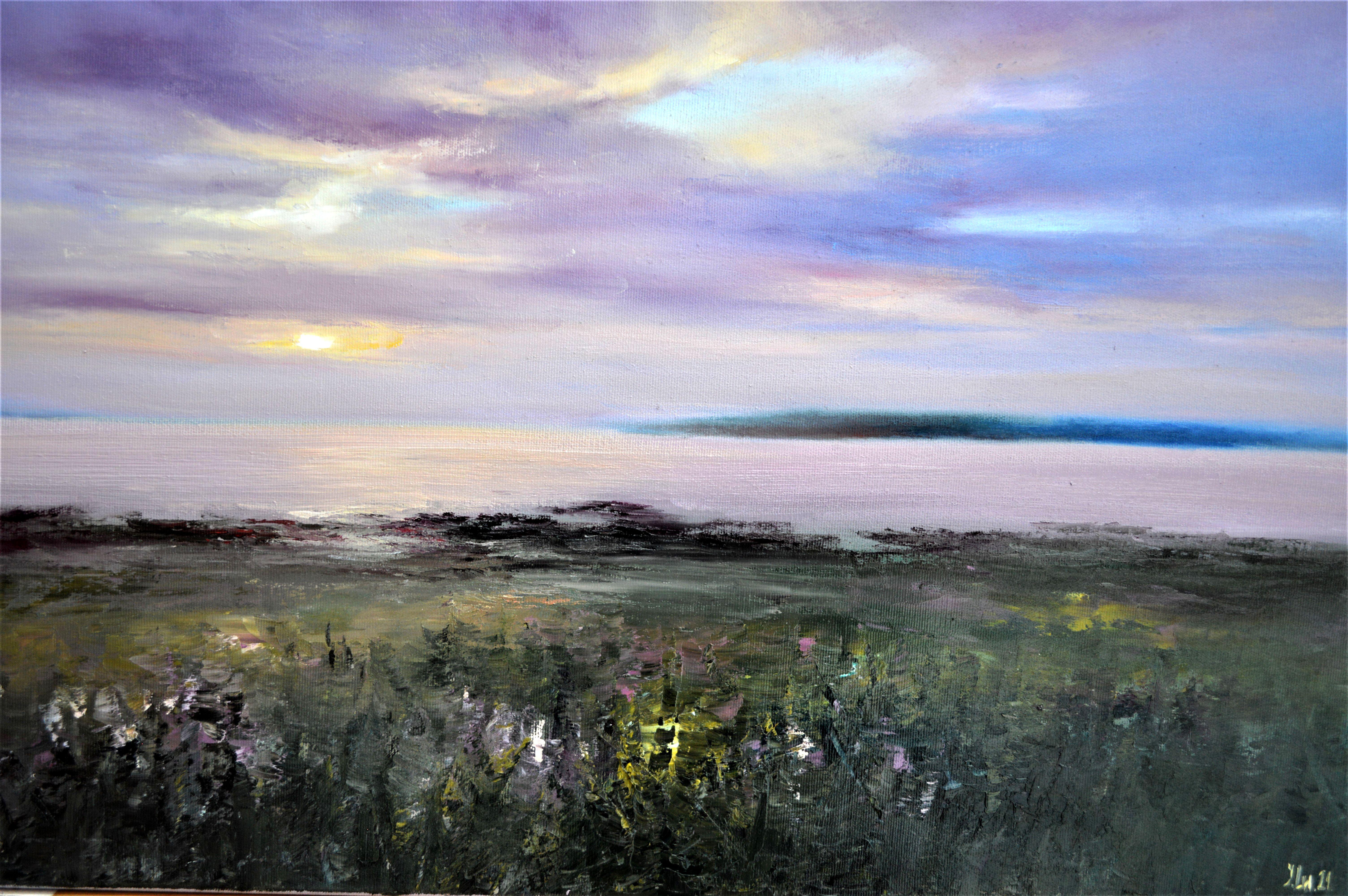 Pink sunset by the river For Sale 4