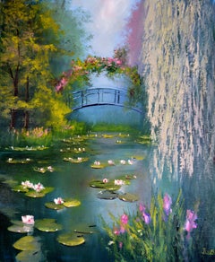 Stagno in primavera 60X50 olio. Tela Italia di Caravaggio.