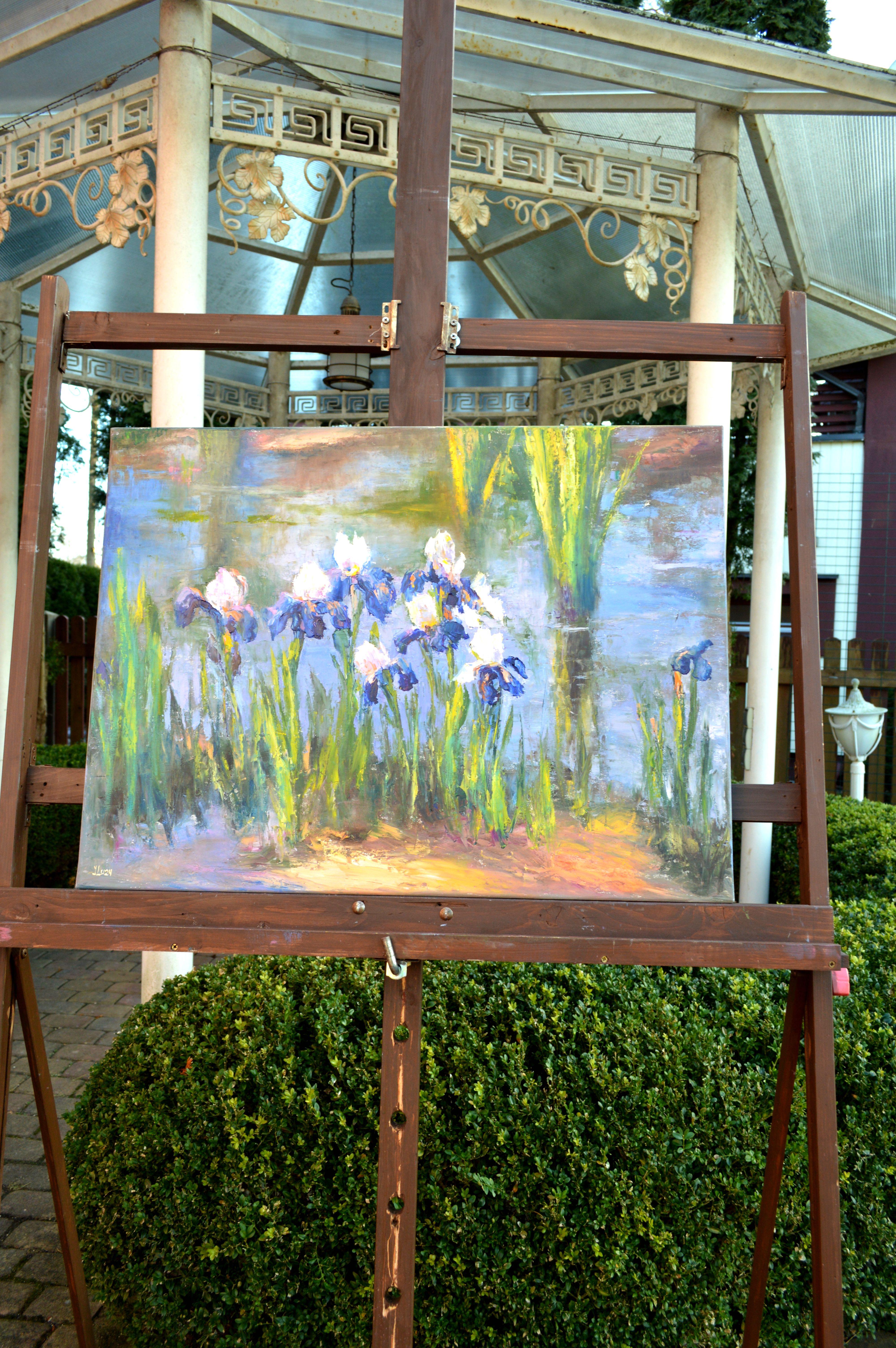 Pond with beautiful irises 60Х80 oil on canvas For Sale 1