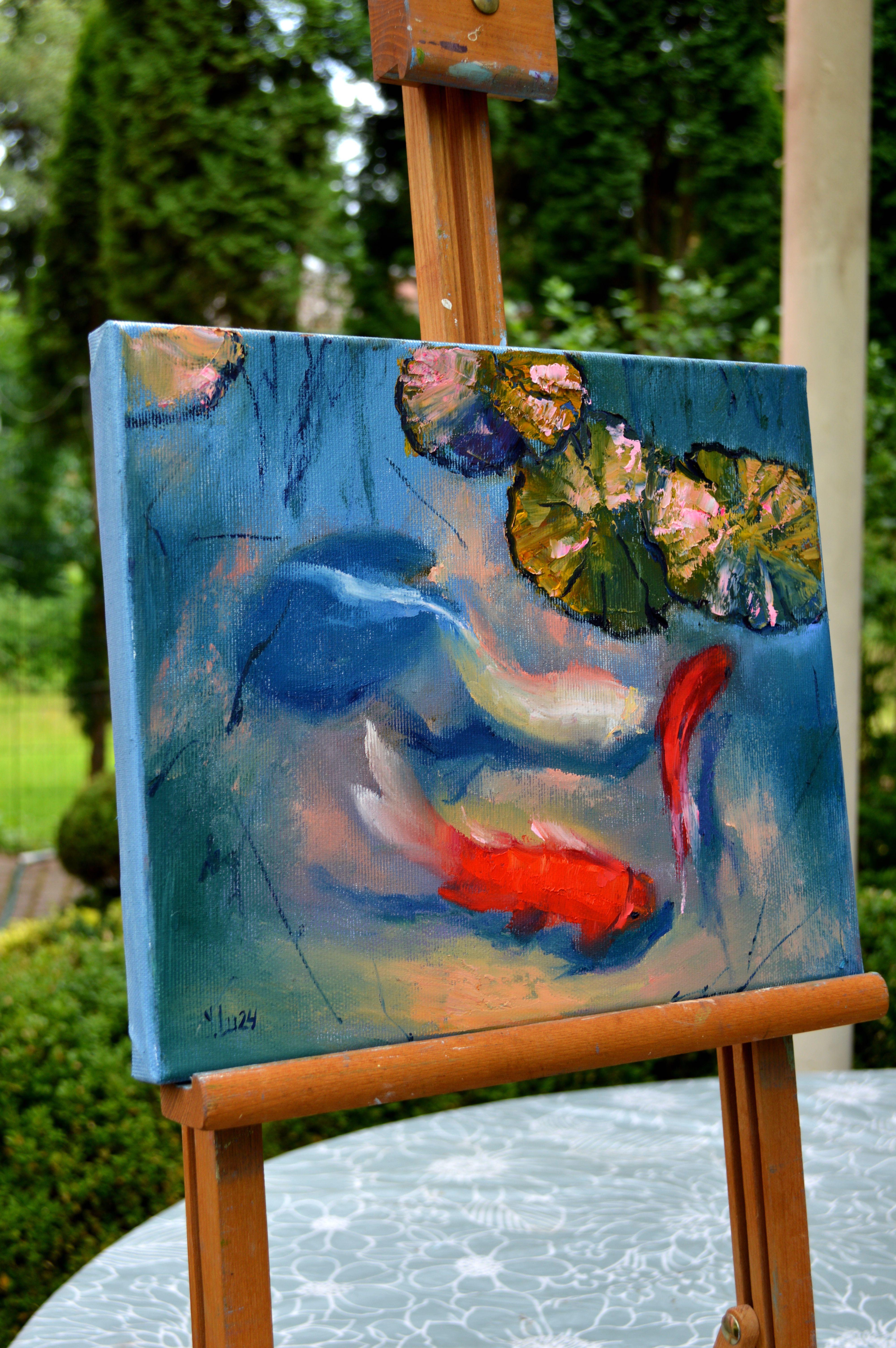 Estanque con peces - Painting Expresionista de Elena Lukina
