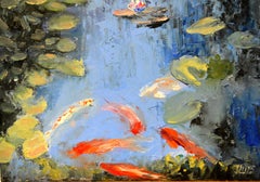 Pond with fish. Sketch