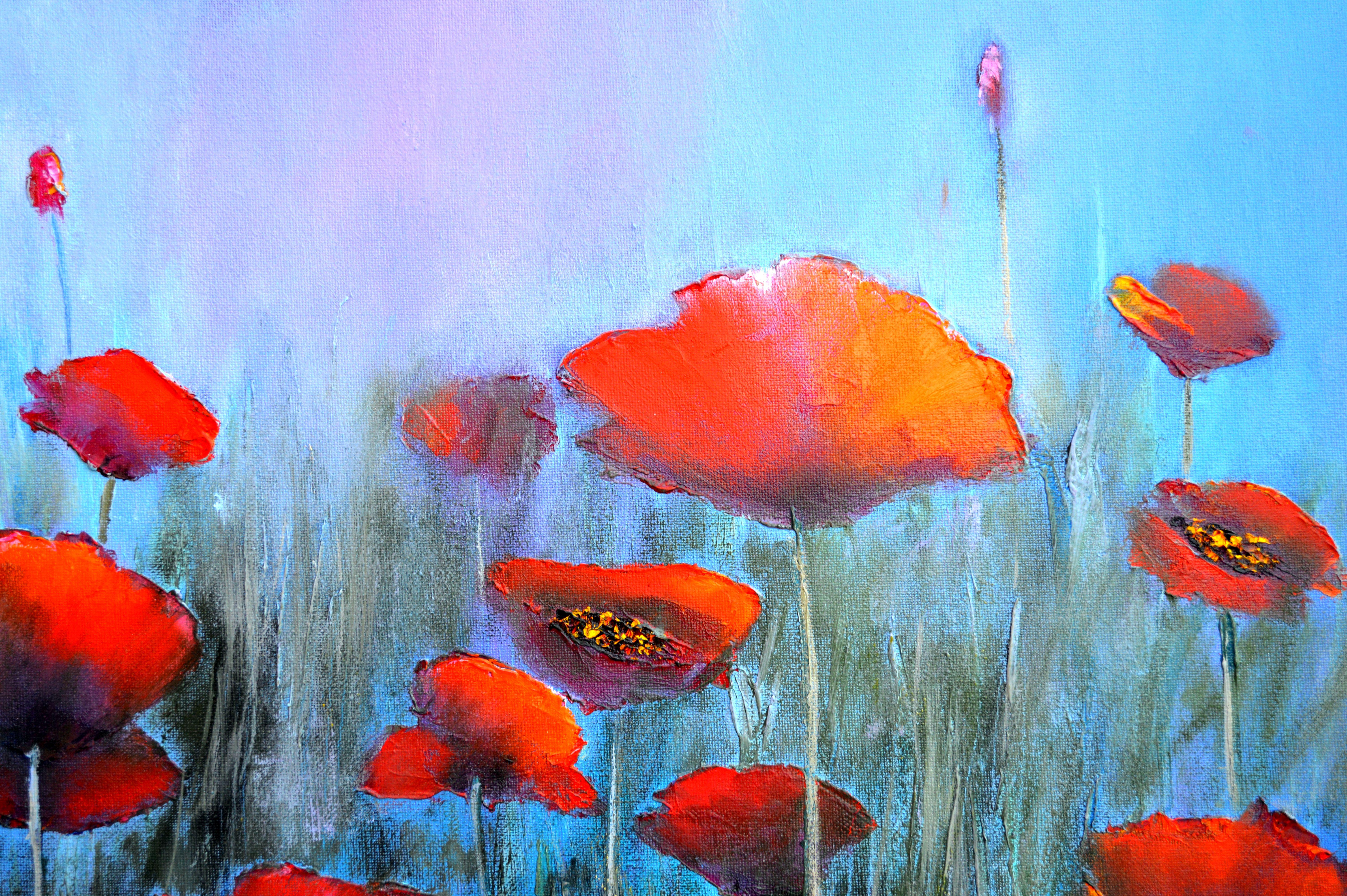 Poppies in the fog 40X50 oil, Valentine’s Day gifts art For Sale 6